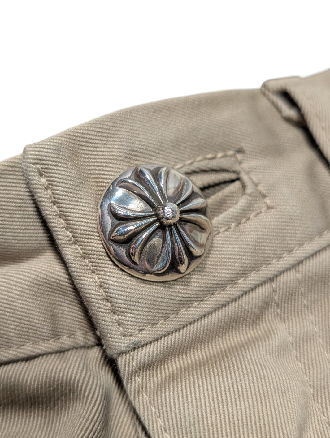 Chrome Hearts Khaki Leather Cross Patch Chino Pants Verified YP Collective