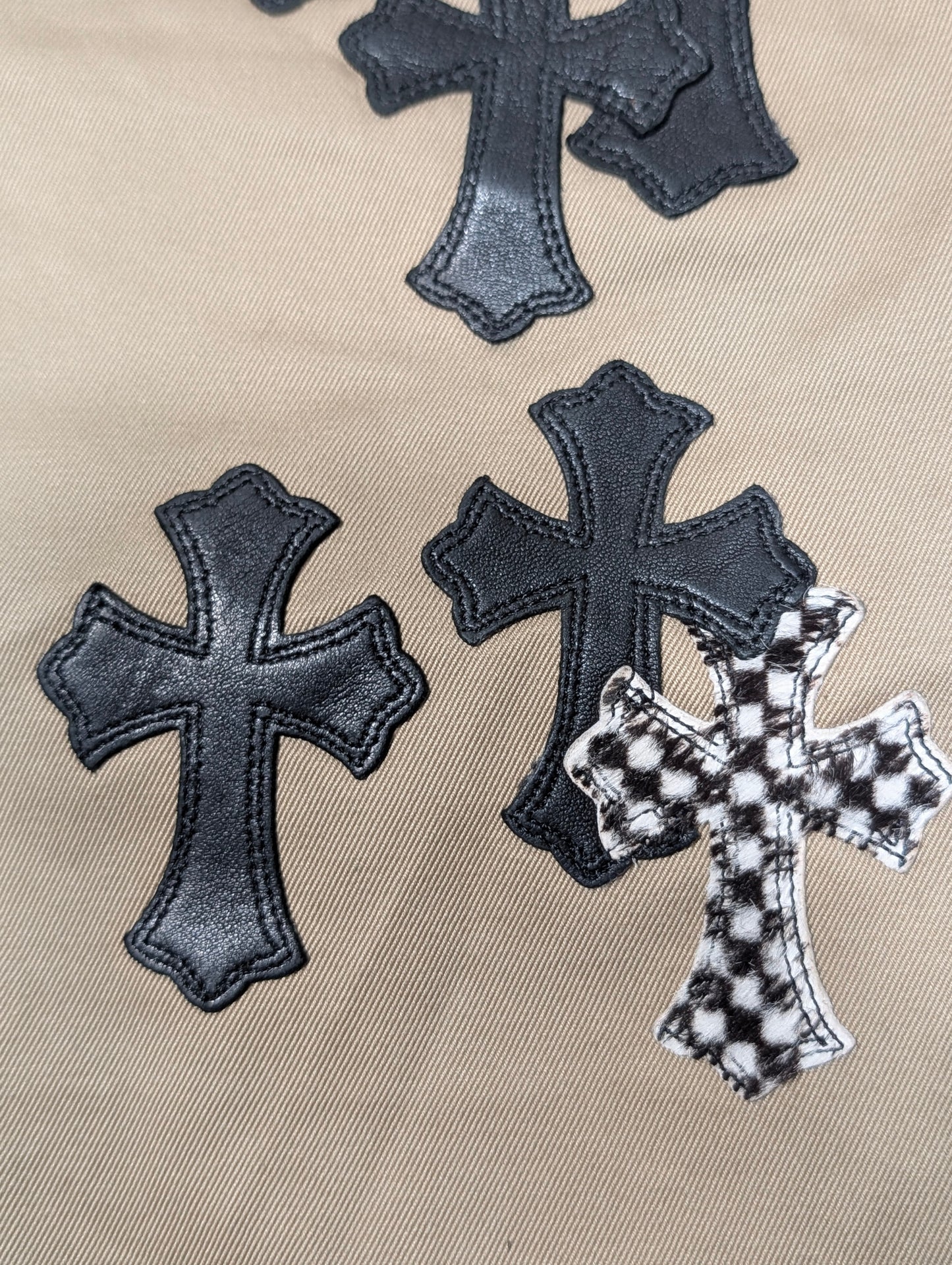 Khaki Leather Cross Patch Chino Pants