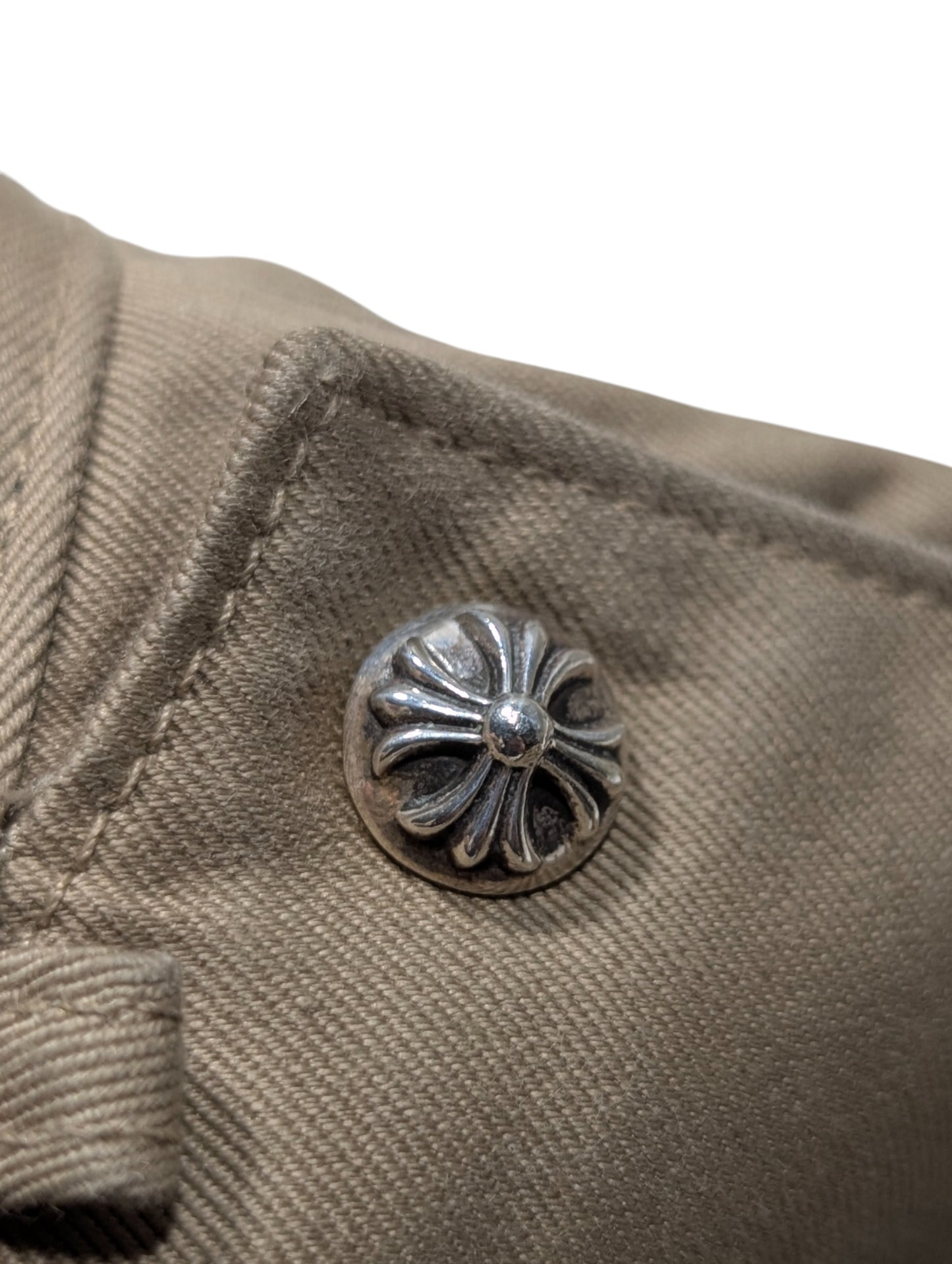 Khaki Leather Cross Patch Chino Pants