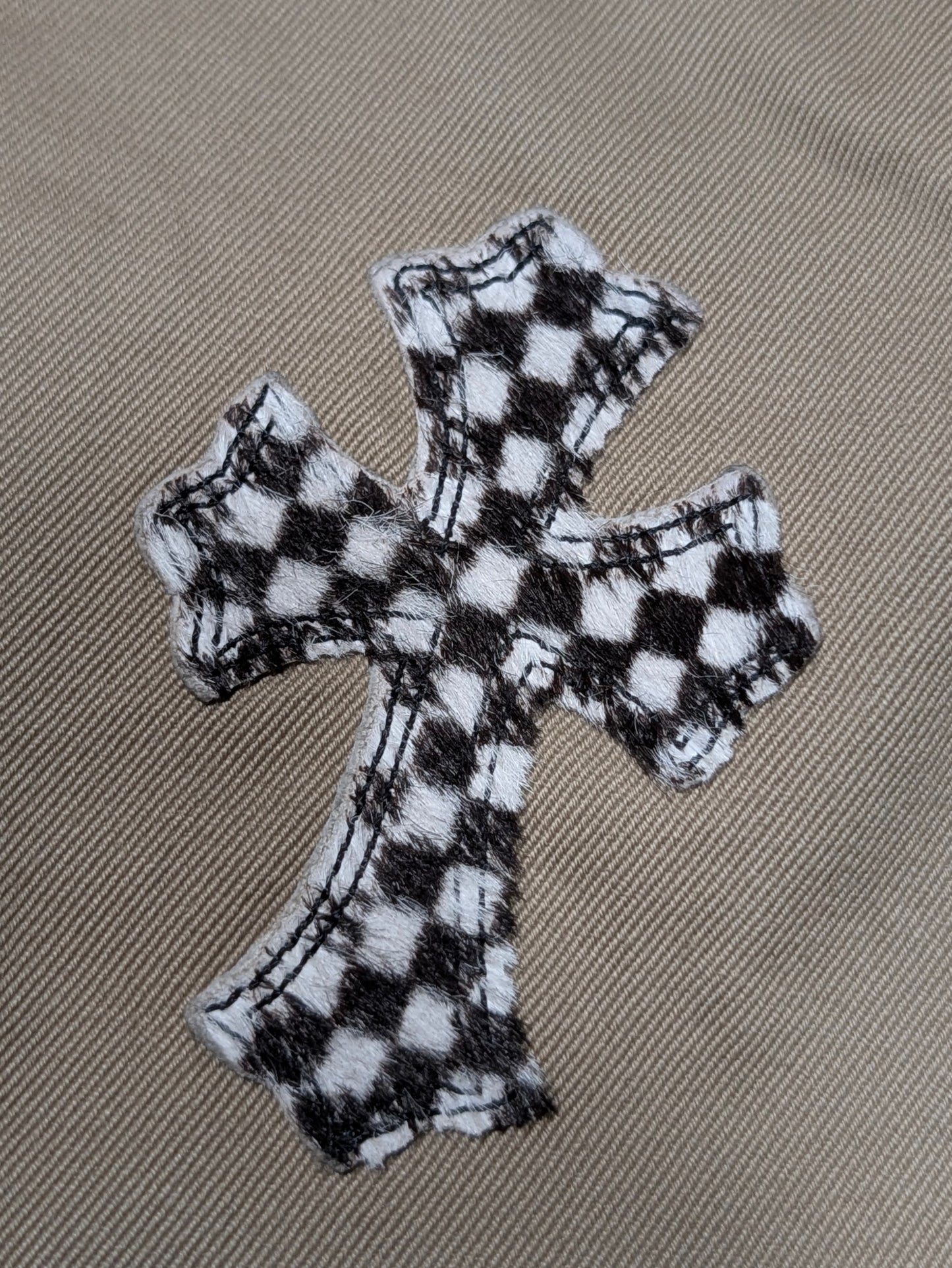 Khaki Leather Cross Patch Chino Pants