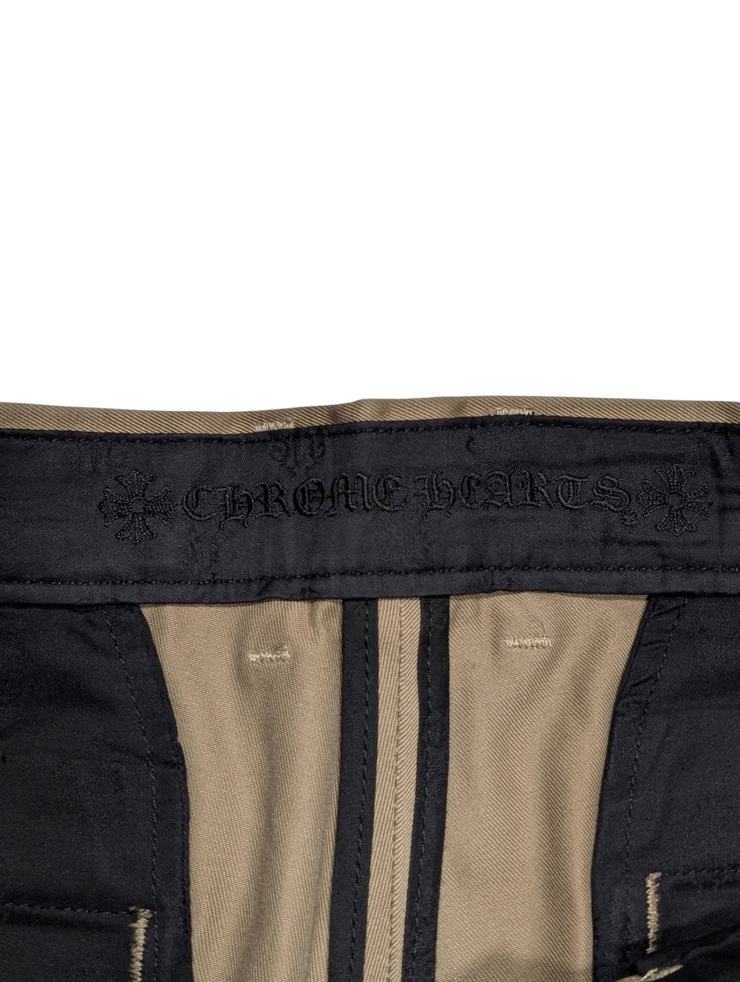 Chrome Hearts Khaki Leather Cross Patch Chino Pants Authenticated Designer