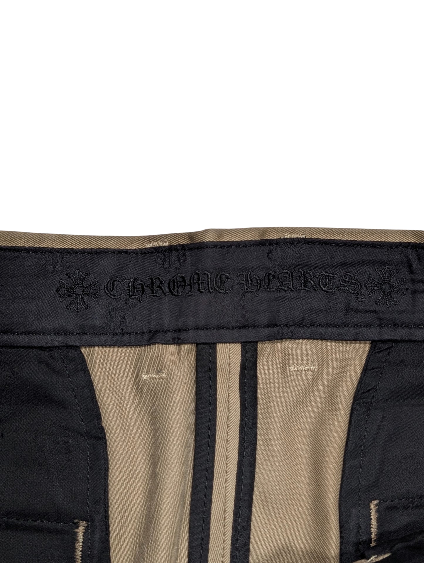 Khaki Leather Cross Patch Chino Pants