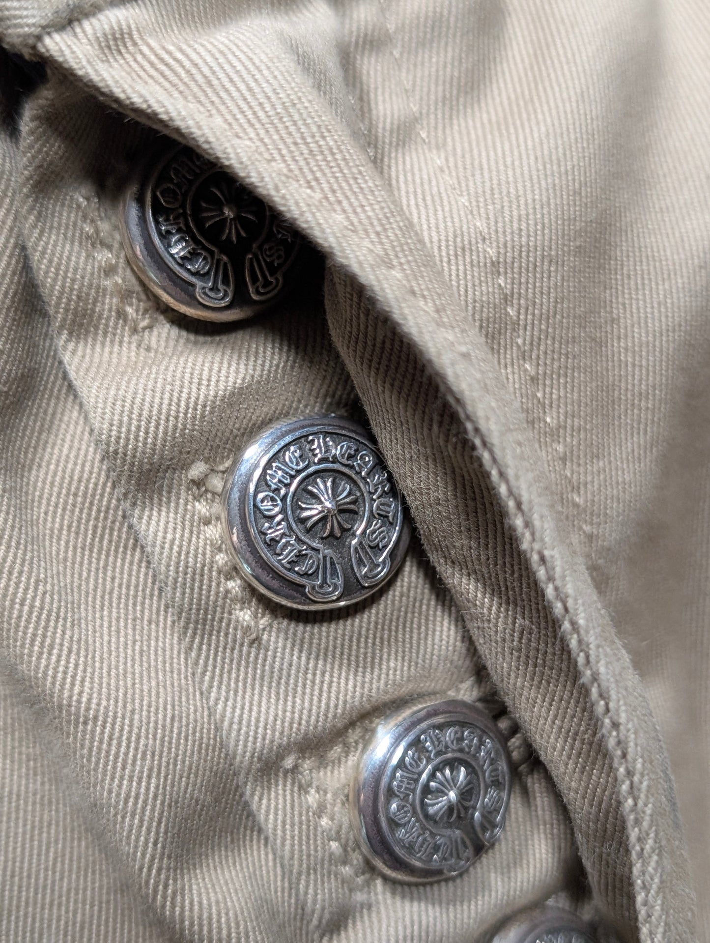 Khaki Leather Cross Patch Chino Pants