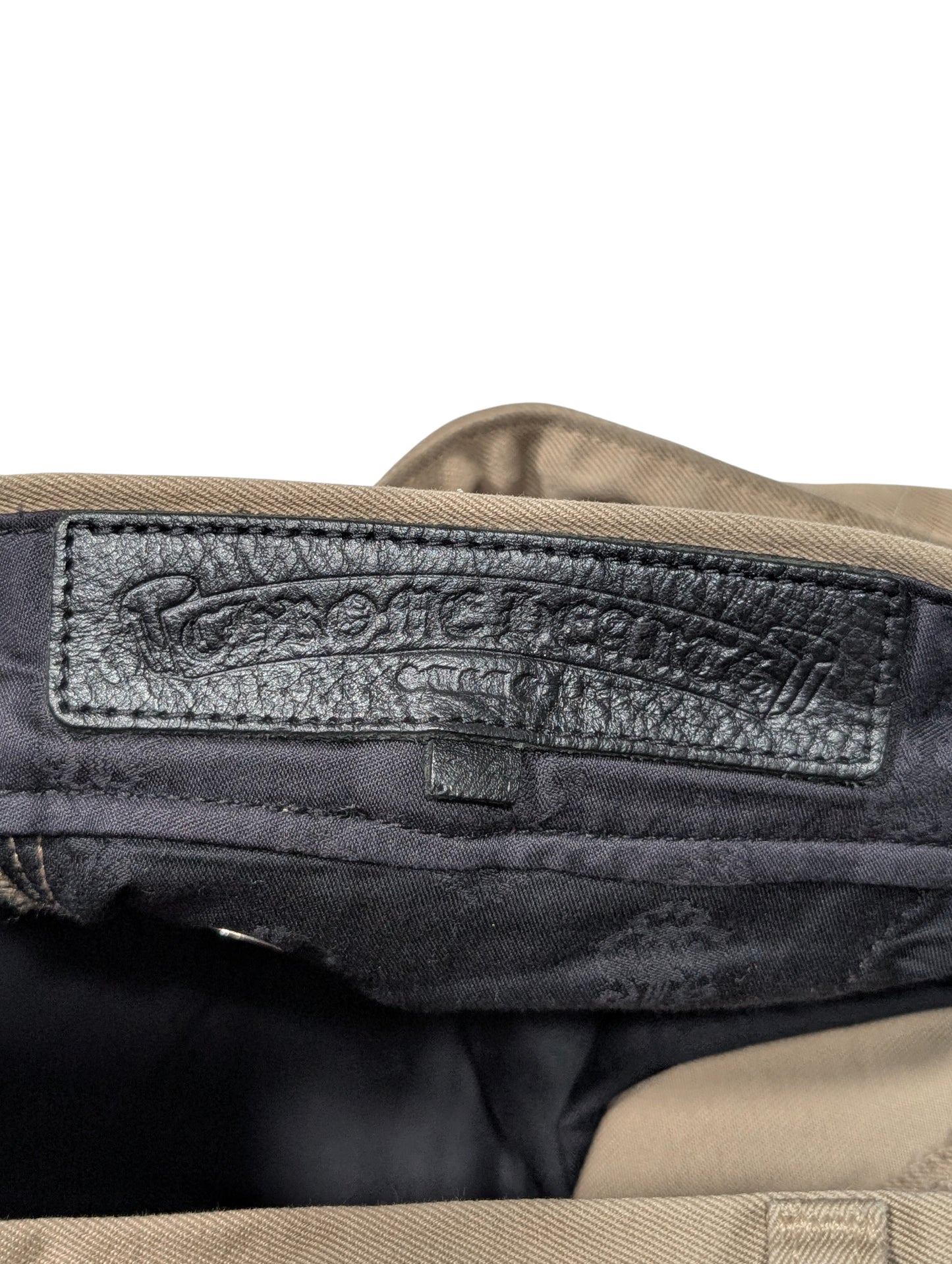 Khaki Leather Cross Patch Chino Pants