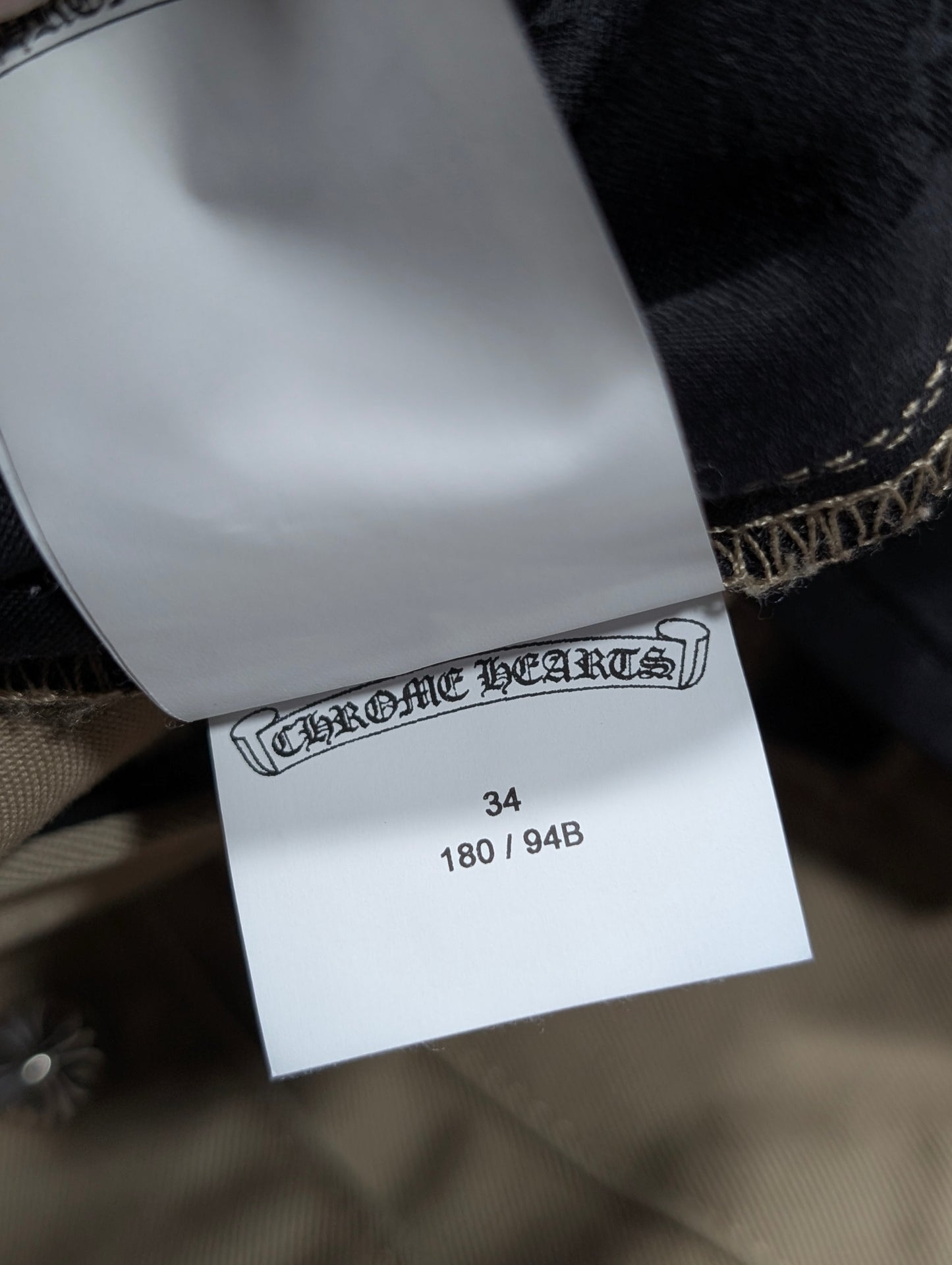 Khaki Leather Cross Patch Chino Pants