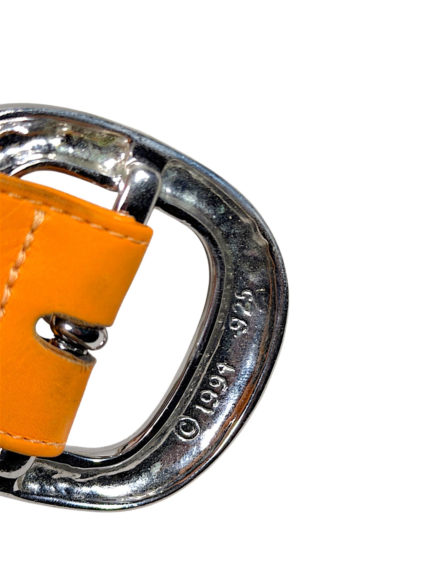 Chrome Hearts Orange Leather Belt .925 Sterling Silver Buckle
