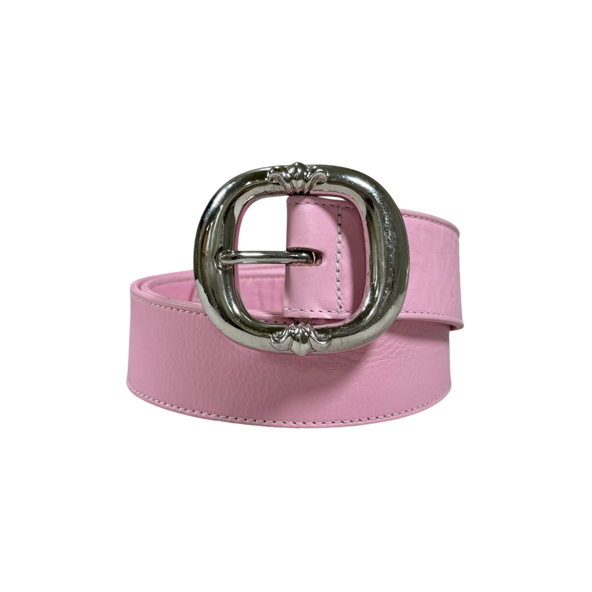 Chrome Hearts Black Belt with Pink Accents Chrome Hearts 1.5 inch Oval Buckle + Pink Leather Belt Strap  main image 2