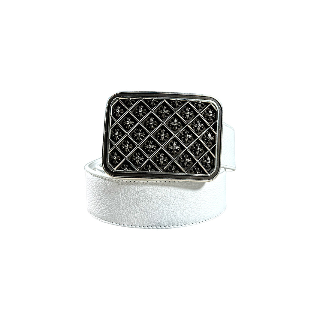 CH Plus Cross Buckle White Belt