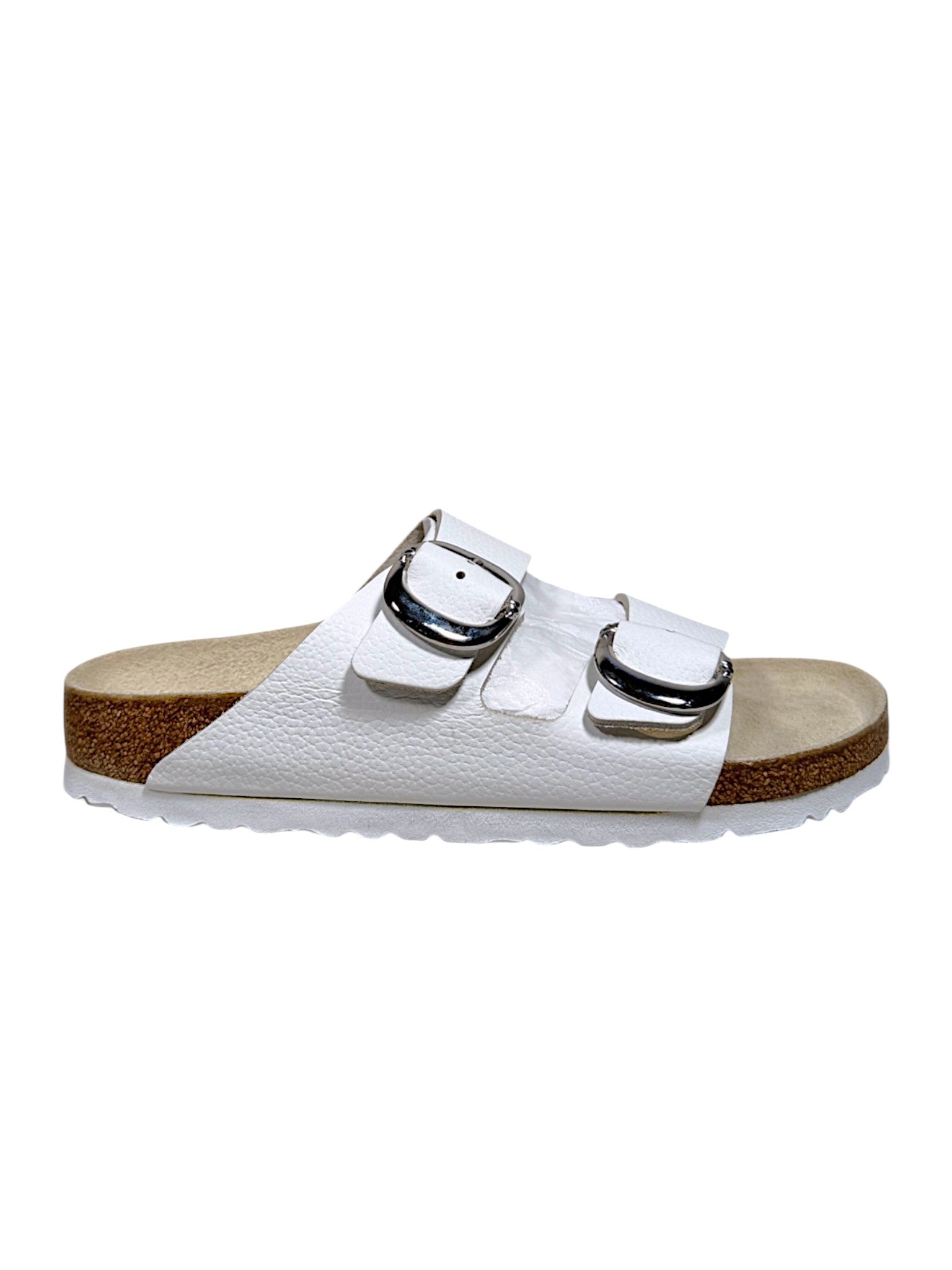 Chrome Hearts White Leather Sandals Silver Gunslinger Buckle