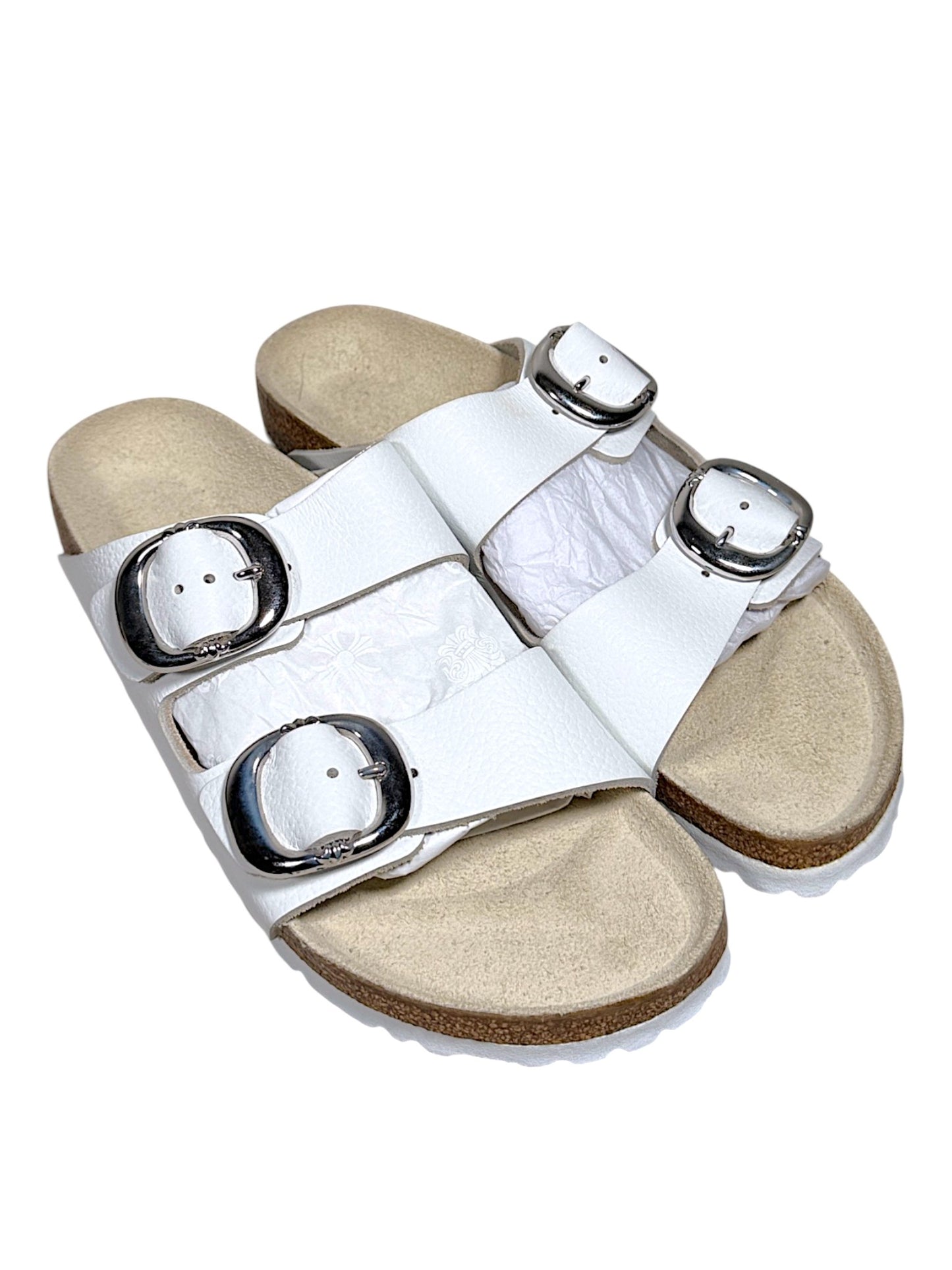 Chrome Hearts Birkenstock Arizona Sandals White Leather