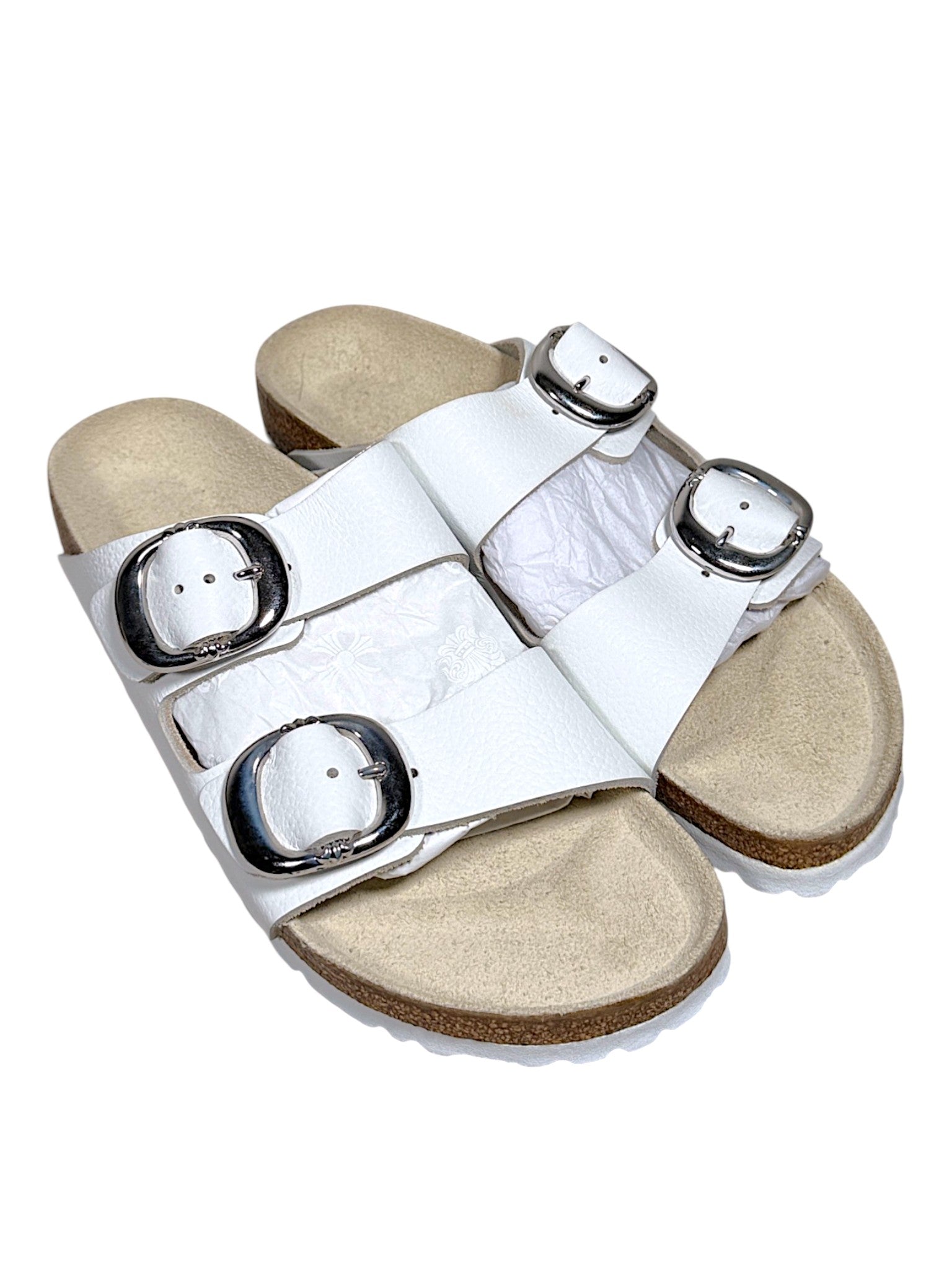 Chrome Hearts Birkenstock Arizona Sandals White Leather