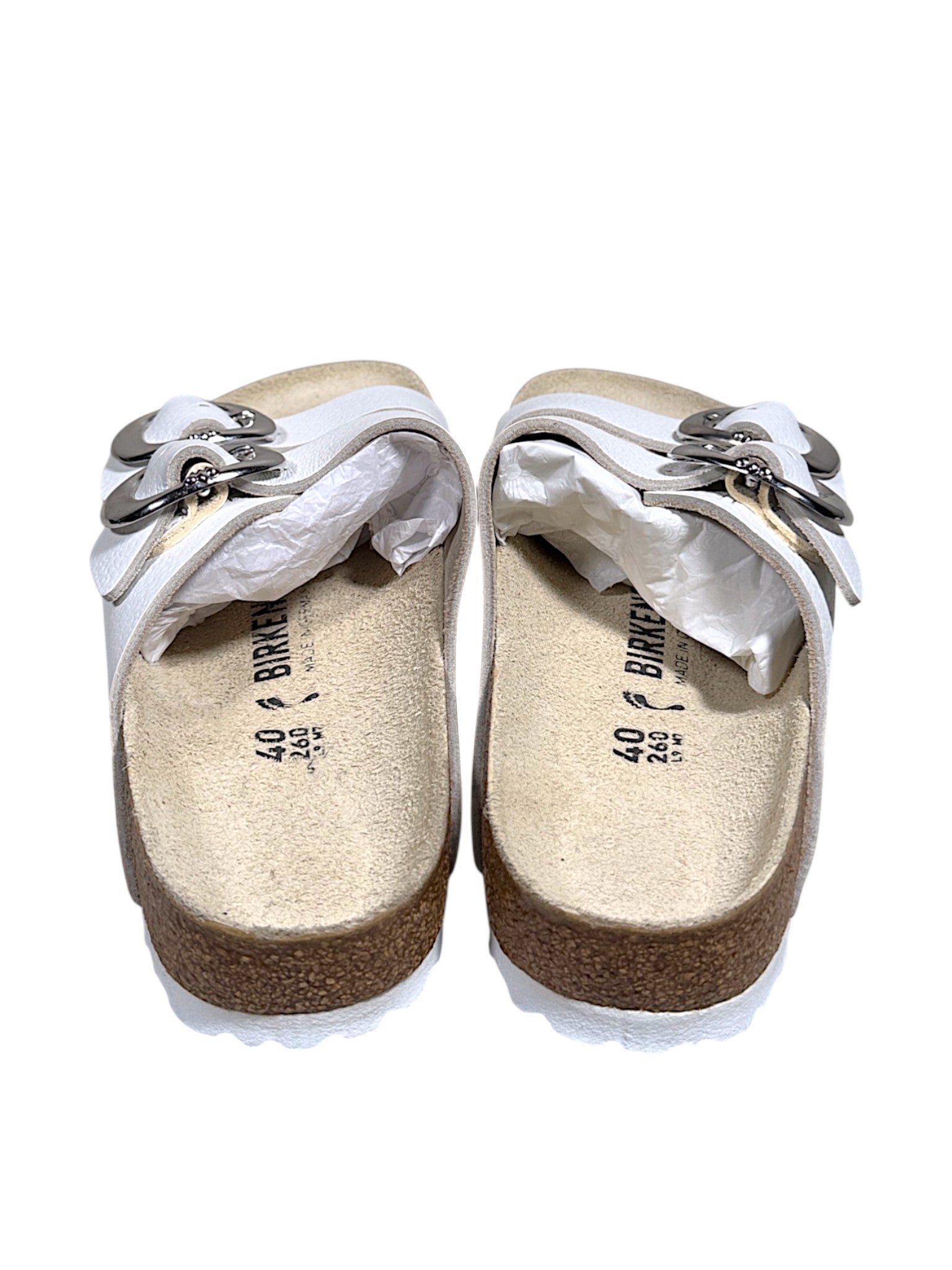 Chrome Hearts White Leather Slides Silver Hardware