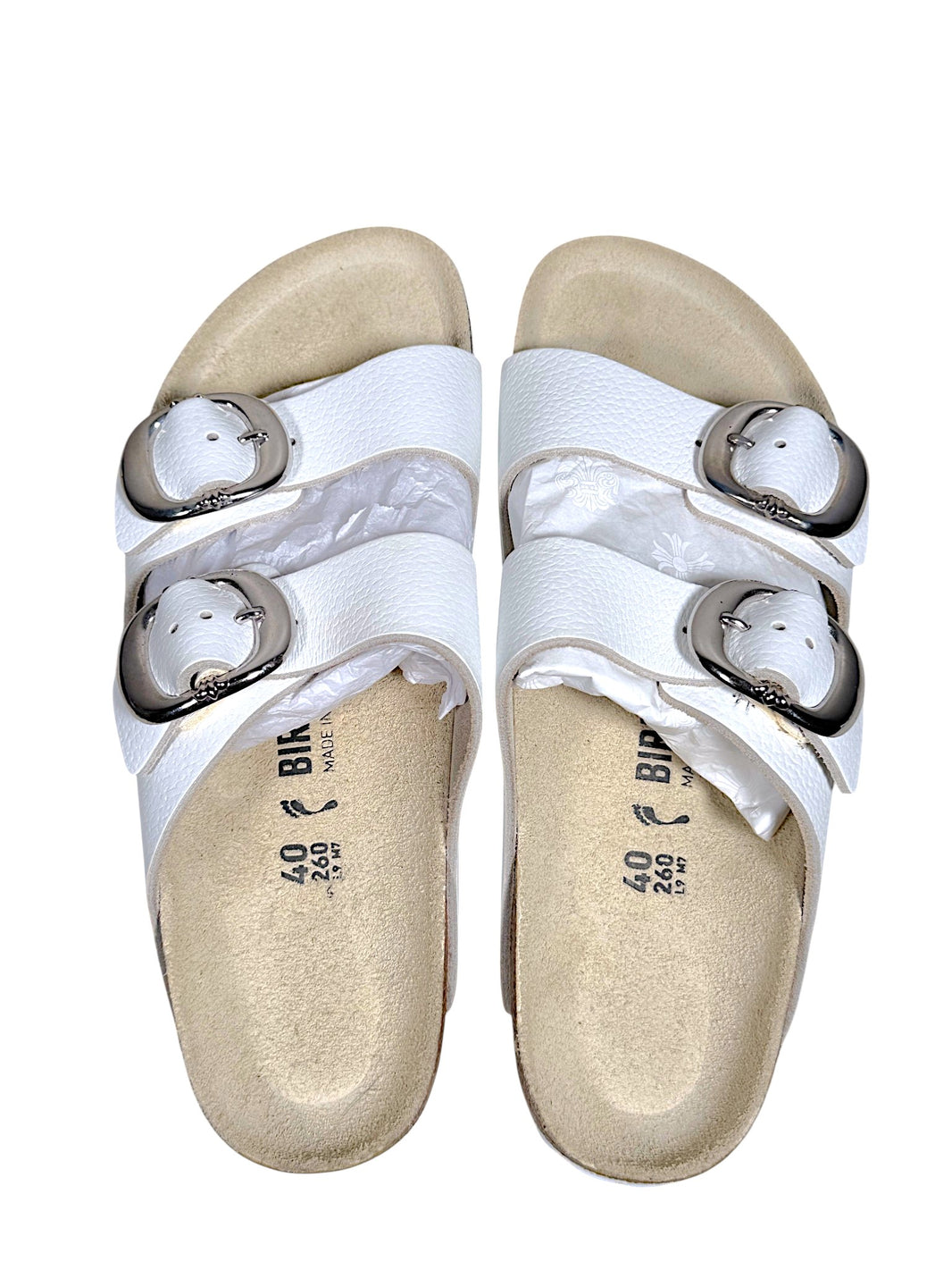 Chrome Hearts Rhodium Silver Buckle Arizona Sandals White