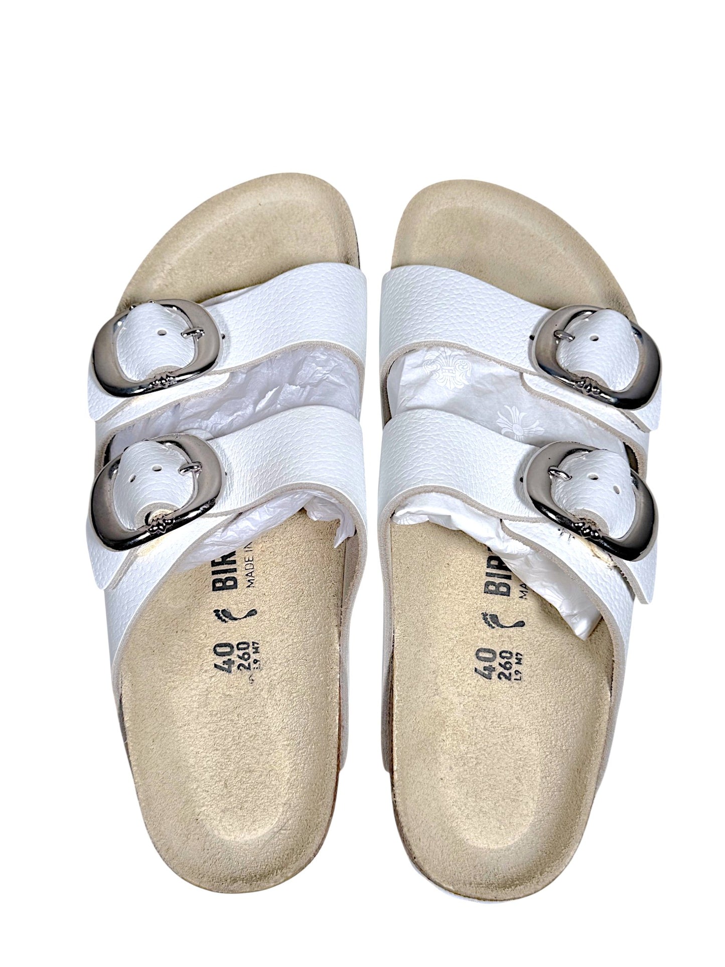 Chrome Hearts Rhodium Silver Buckle Arizona Sandals White