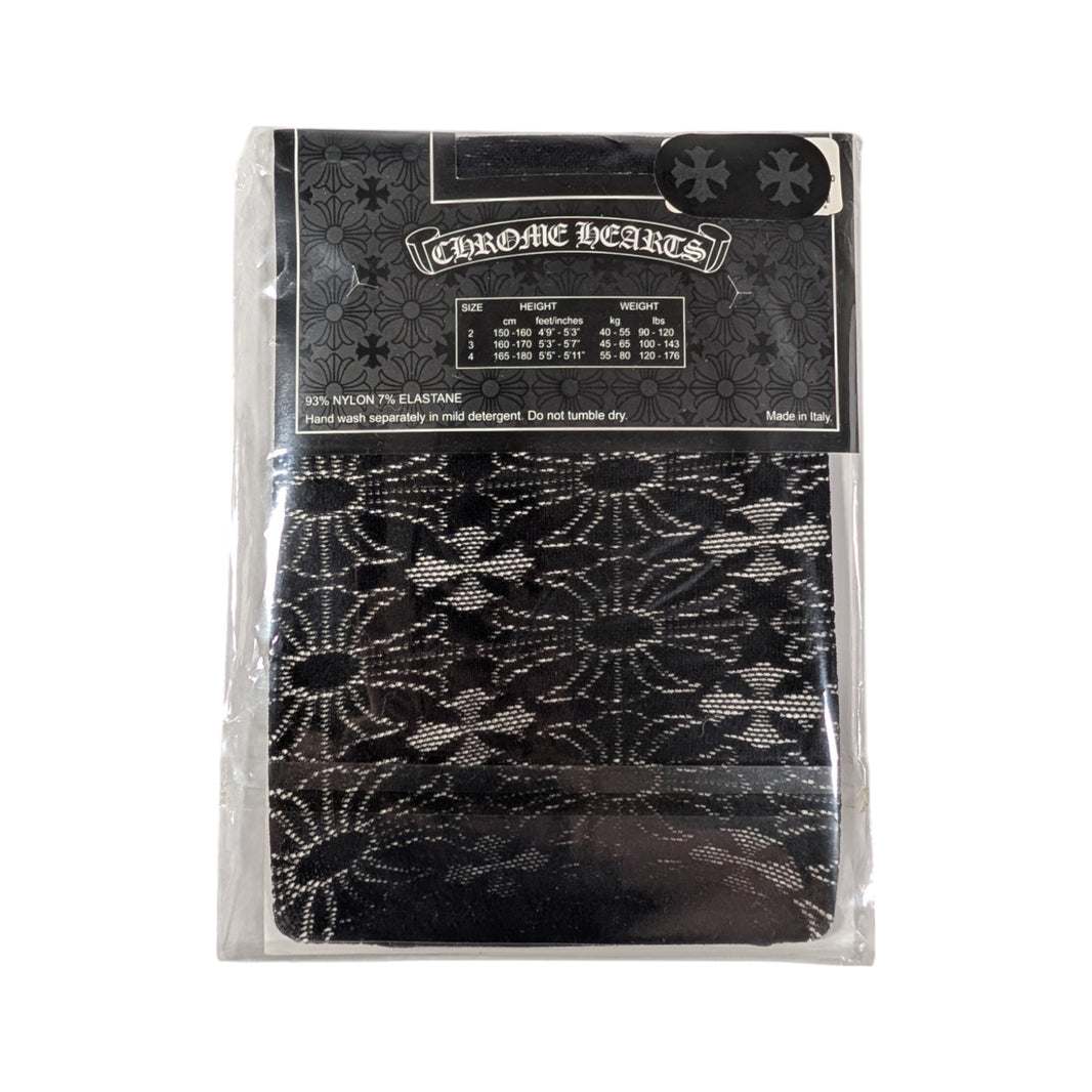 Chrome Hearts Plus Cross Monogram Logo Sheer Tights Sterling Silver Hardware