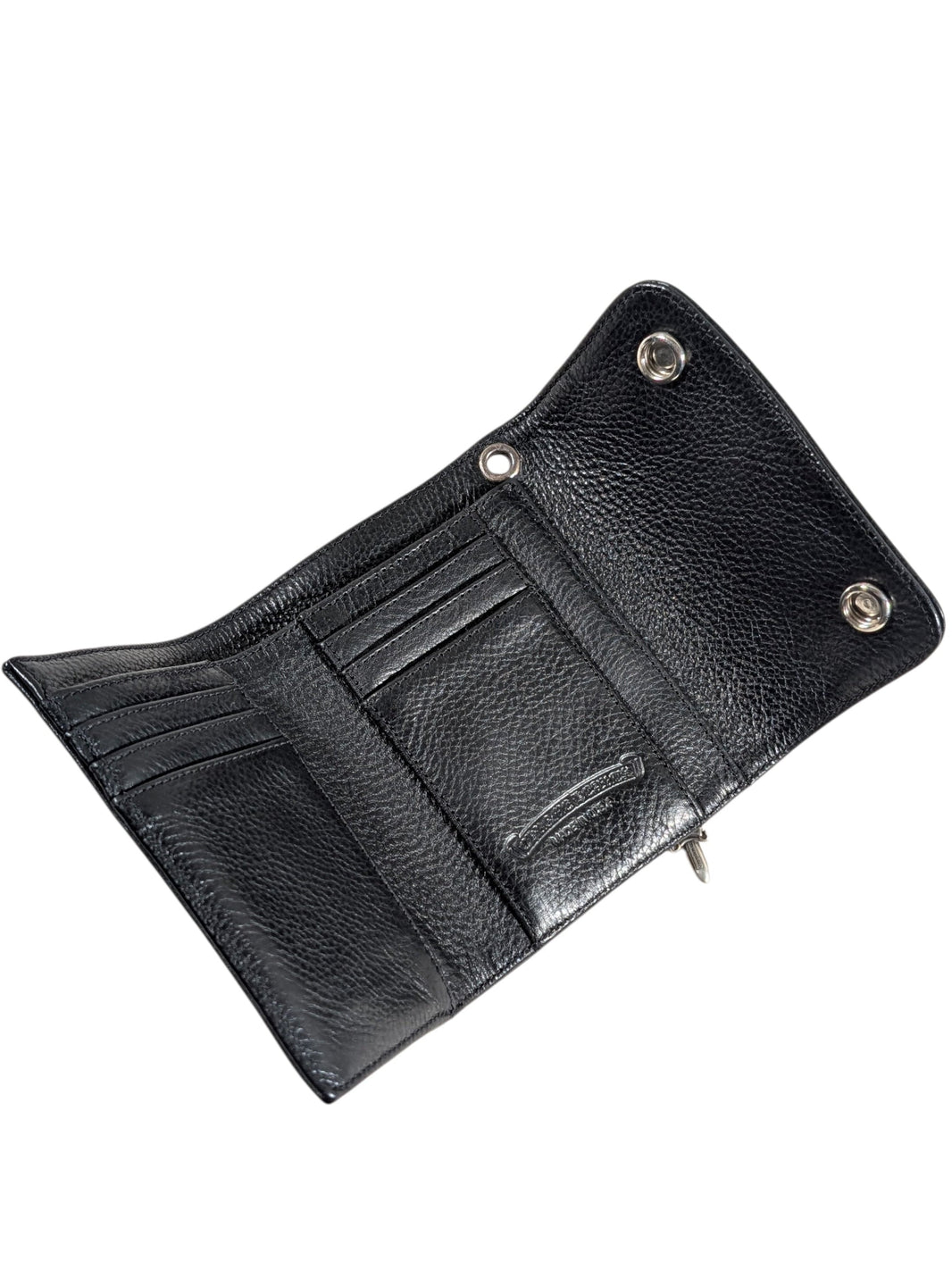 Chrome Hearts Mini Wave Wallet Black Leather Authenticated Designer