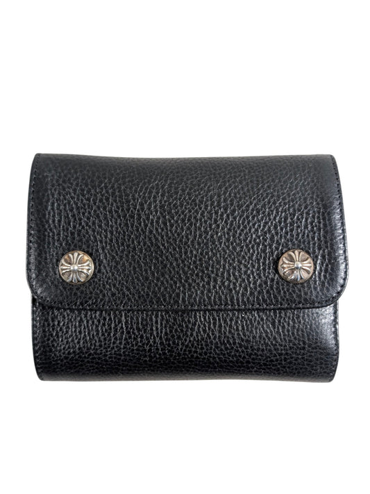 Chrome Hearts Mini Wave Wallet Black Leather Authentic Wallets