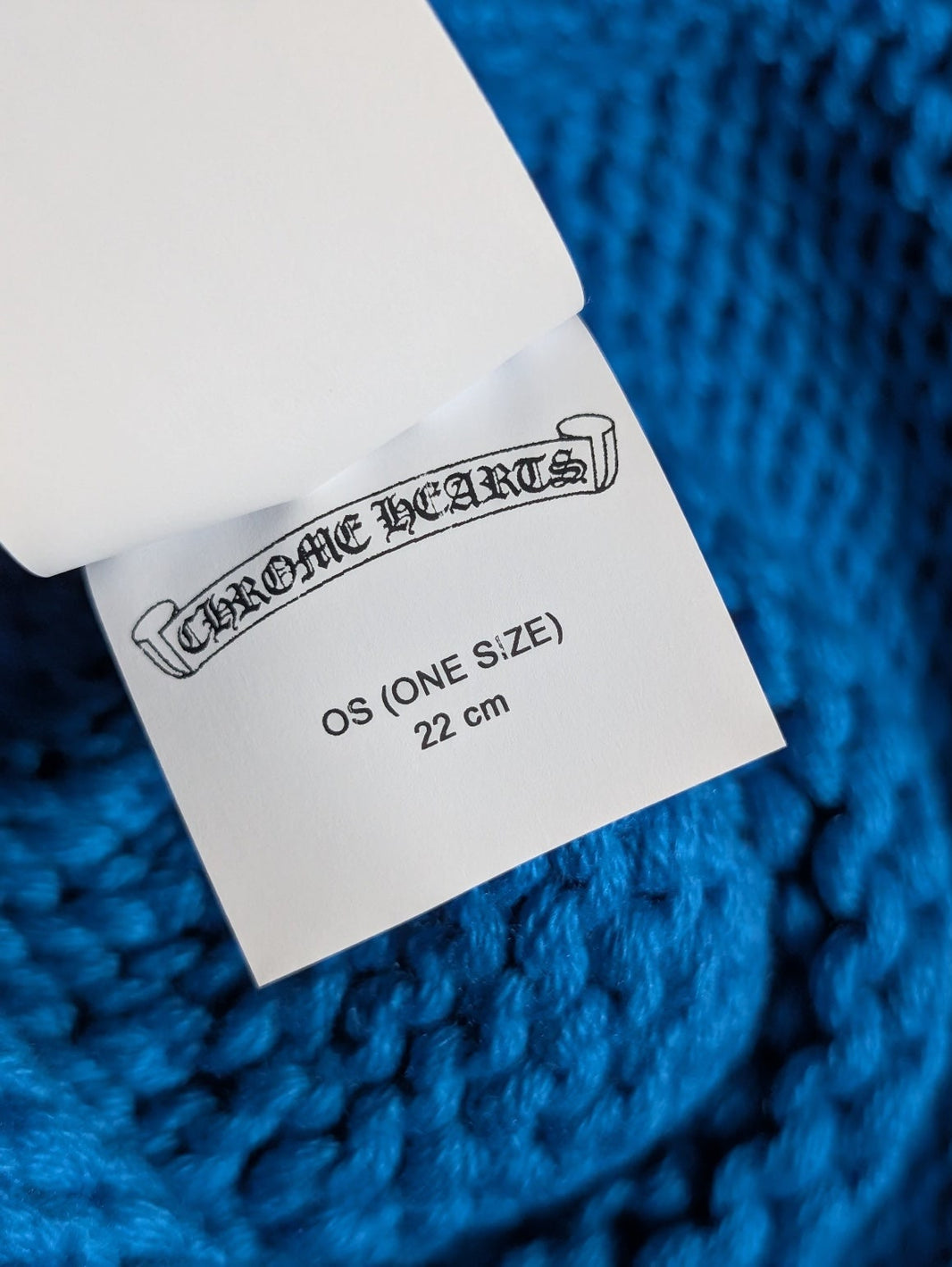 Chrome Hearts Blue Cashmere Beanie Purple Cross Patch Archival