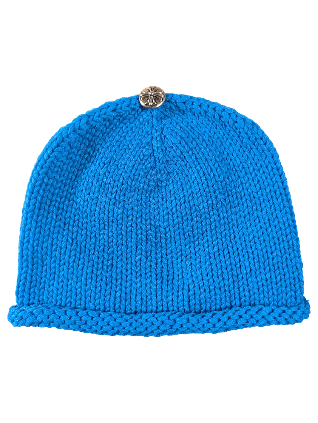 Chrome Hearts Blue Cashmere Beanie Purple Cross Patch Sterling Silver Hardware