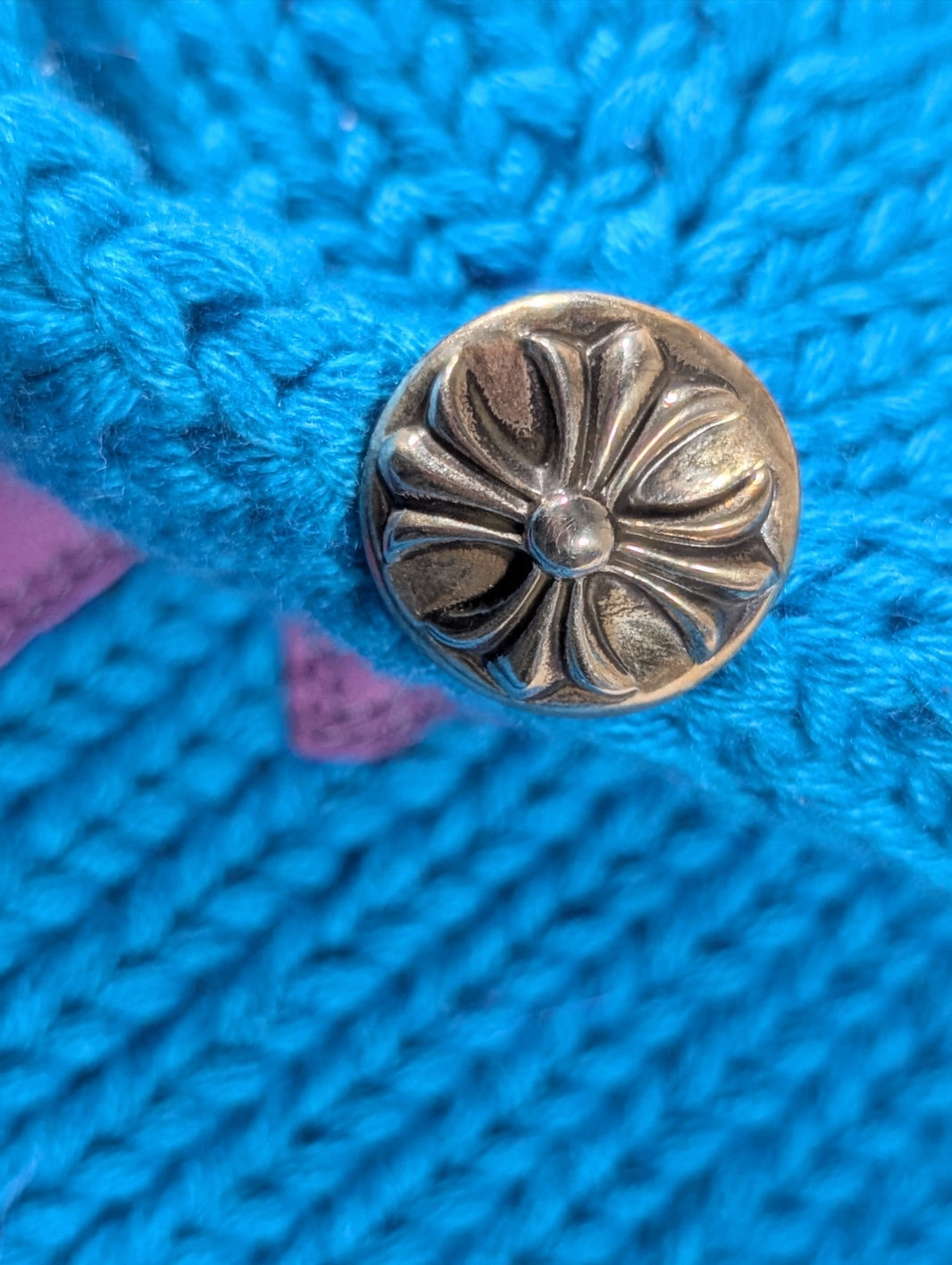 Chrome Hearts Blue Cashmere Beanie Purple Cross Patch Verified YP Collective