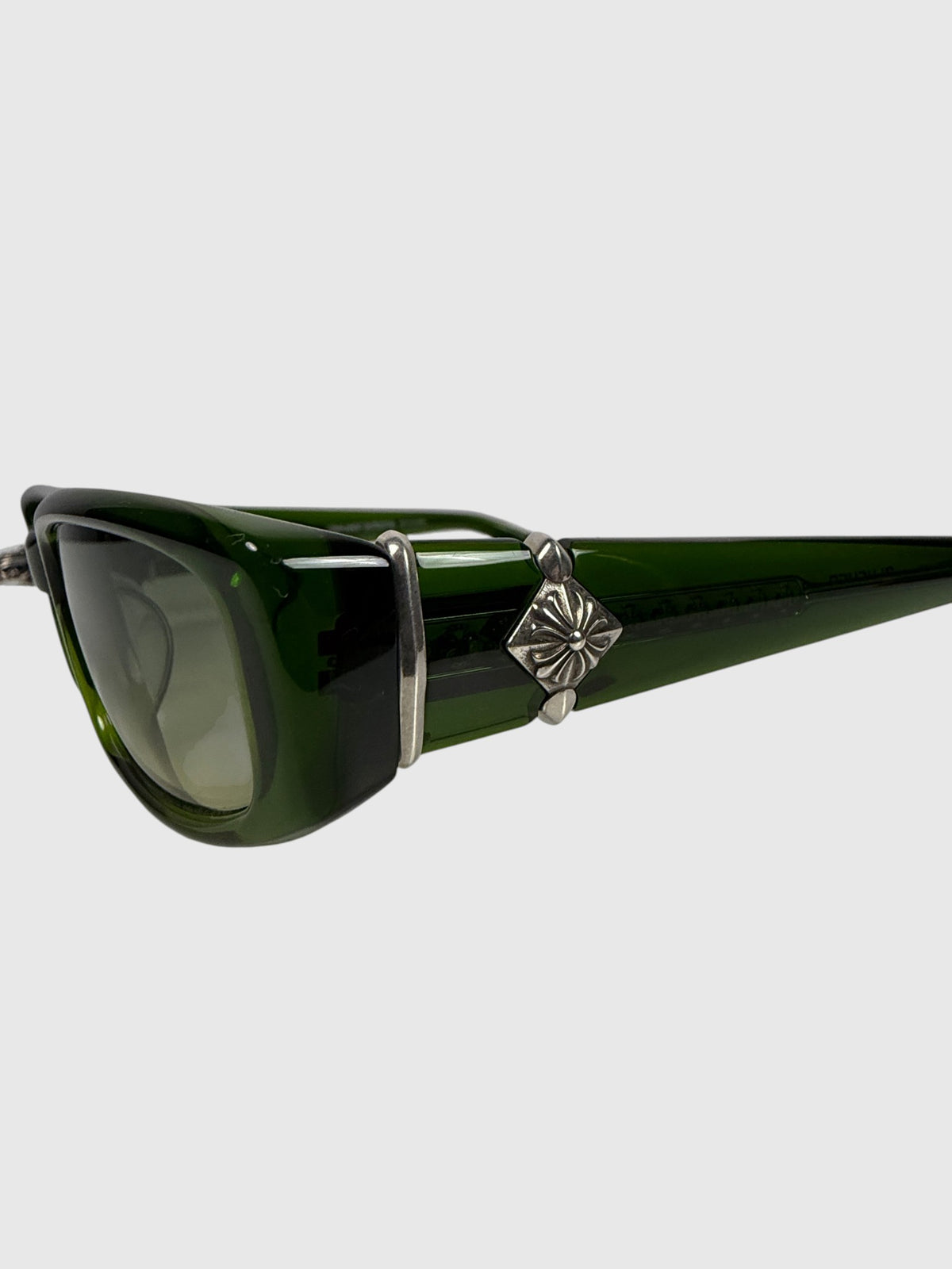 Sterling Silver CH Plus Hardware on Chrome Hearts Blueher Green Sunglasses