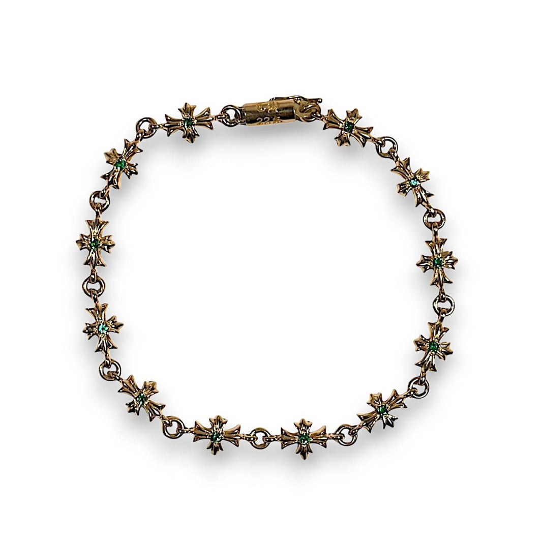 22k Gold Emerald Tiny E Bracelet