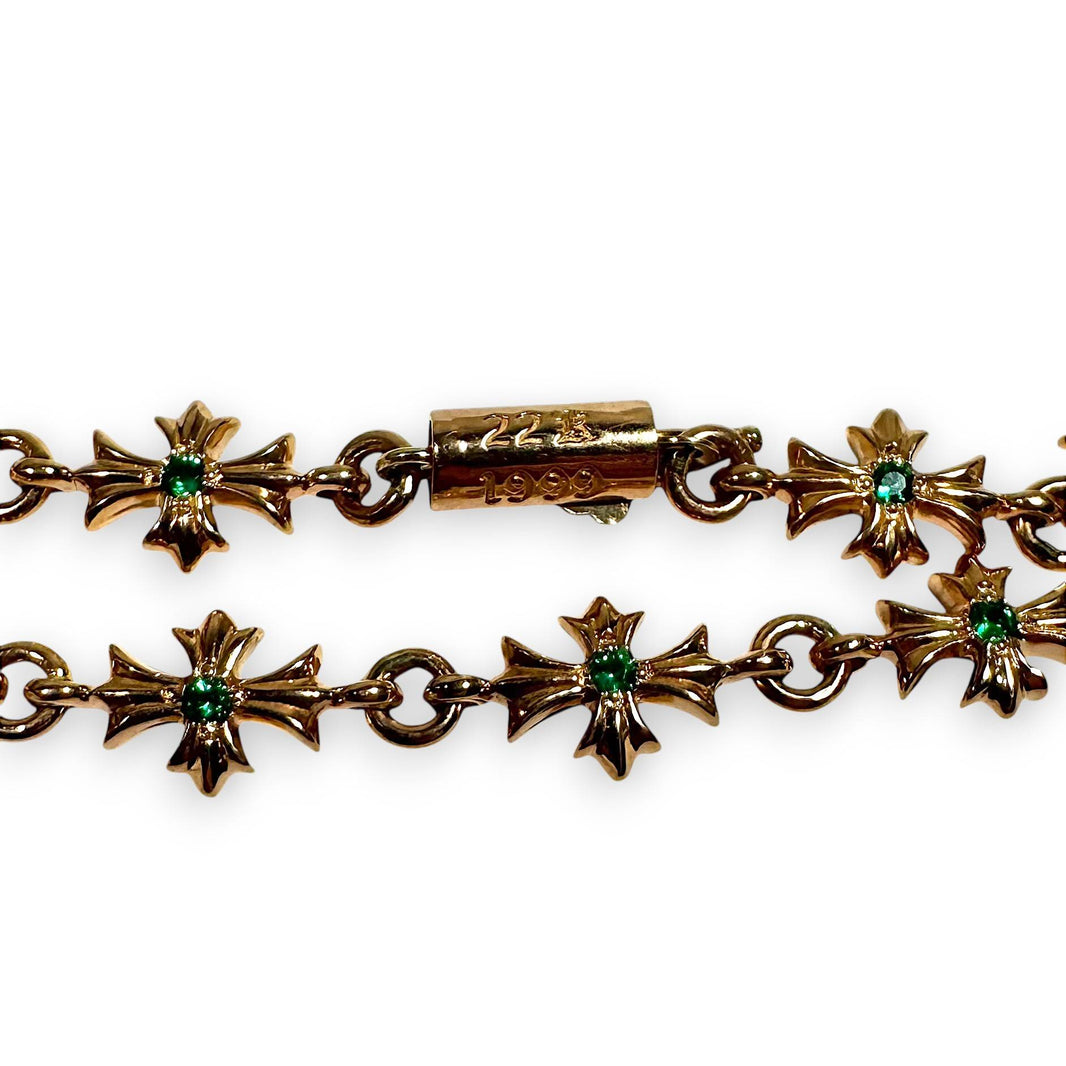 Chrome Hearts 22k Gold Emerald Tiny E Bracelet Authenticated Designer