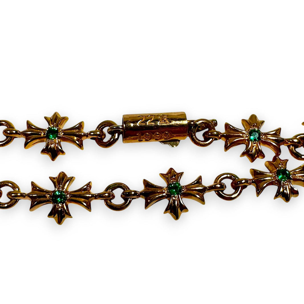Chrome Hearts 22k Gold Emerald Tiny E Bracelet Verified YP Collective