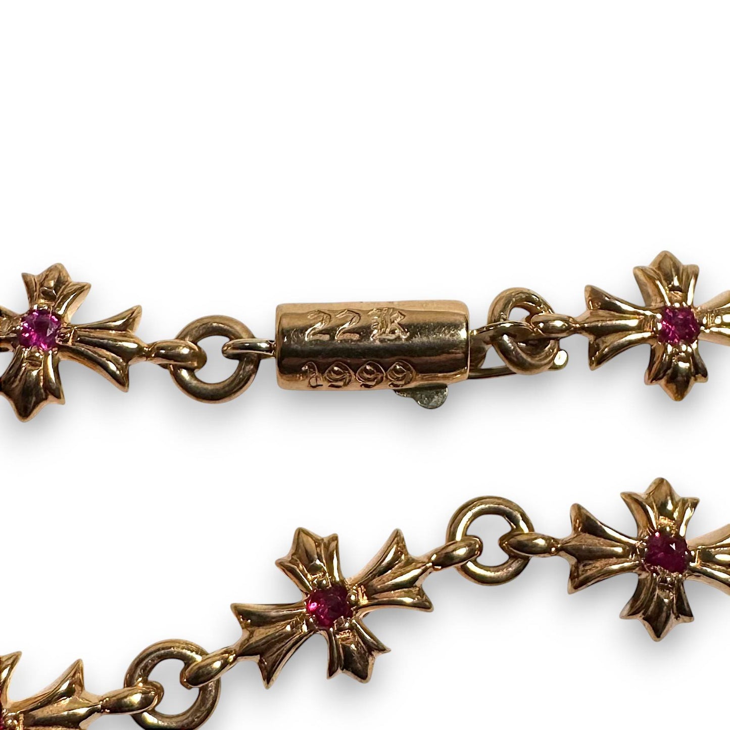 22k Gold Ruby Tiny E Bracelet