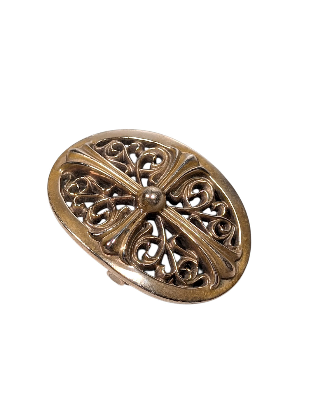 Chrome Hearts Bronze Oval Cross Belt Buckle Sterling Silver Hardware