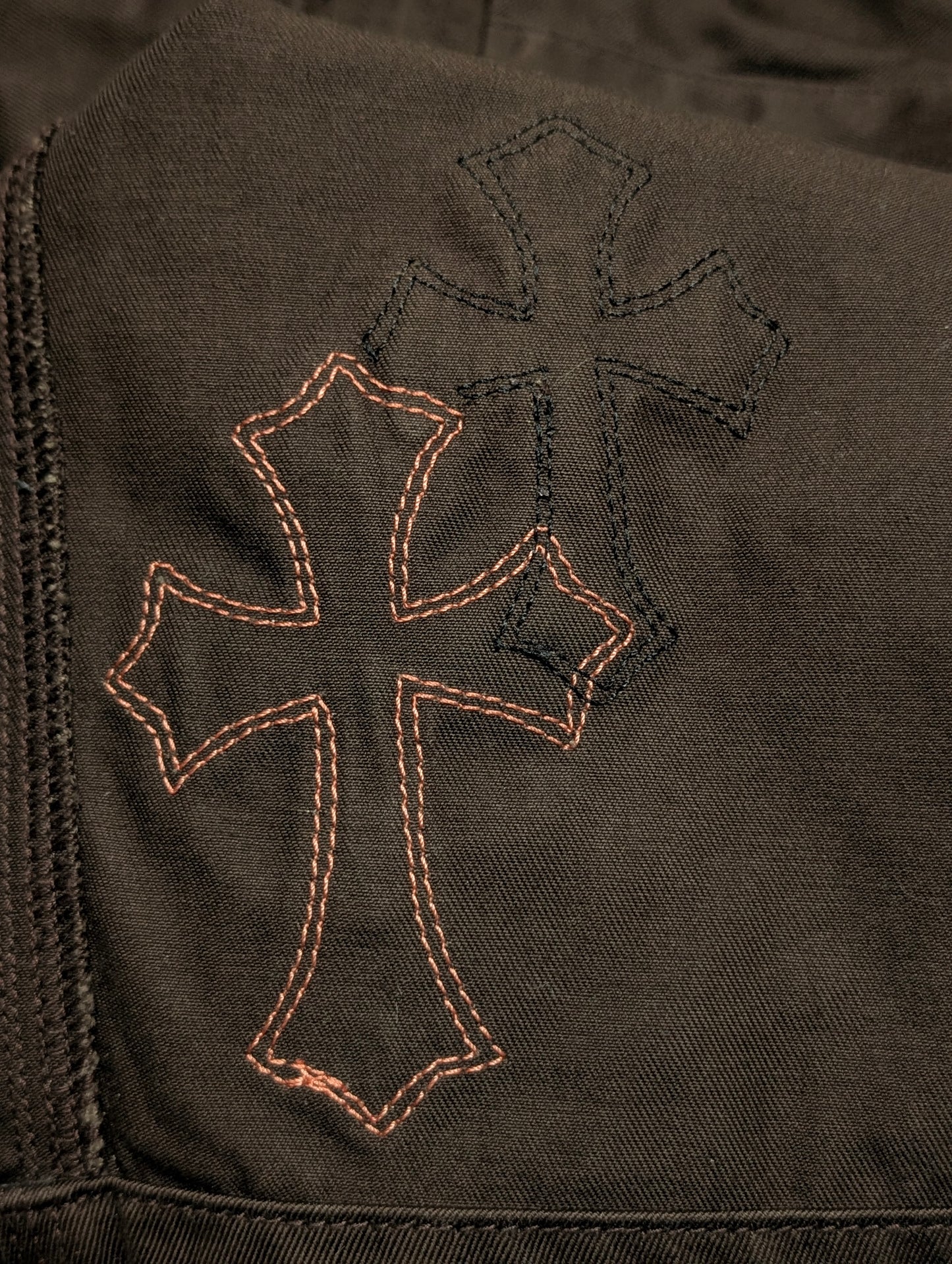 Brown Orange Cross Patch Carpenter Pants Double Knee