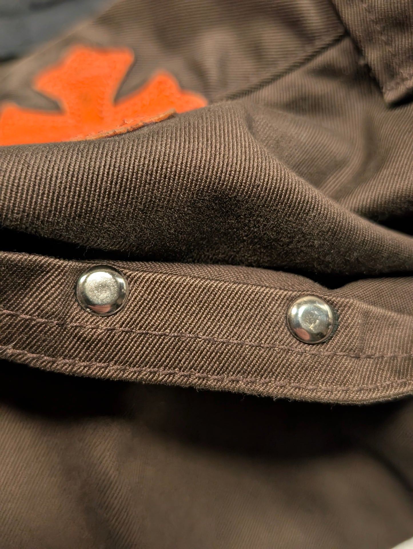 Brown Orange Cross Patch Carpenter Pants Double Knee