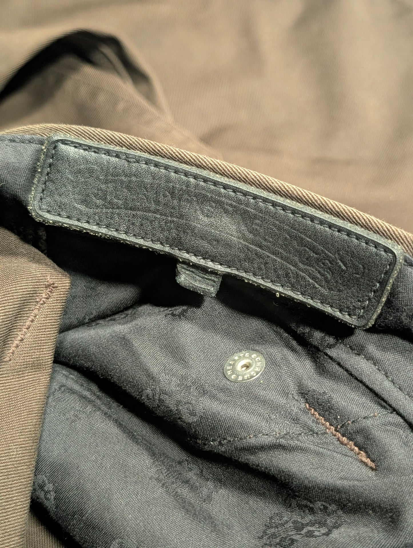 Brown Orange Cross Patch Carpenter Pants Double Knee