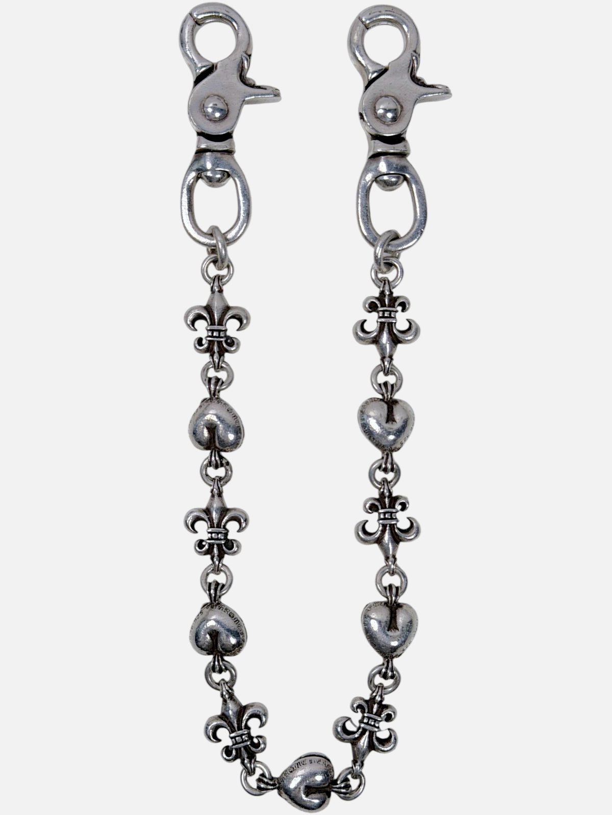 CH Wallet Chain Sterling Silver Fleur and Heart Links