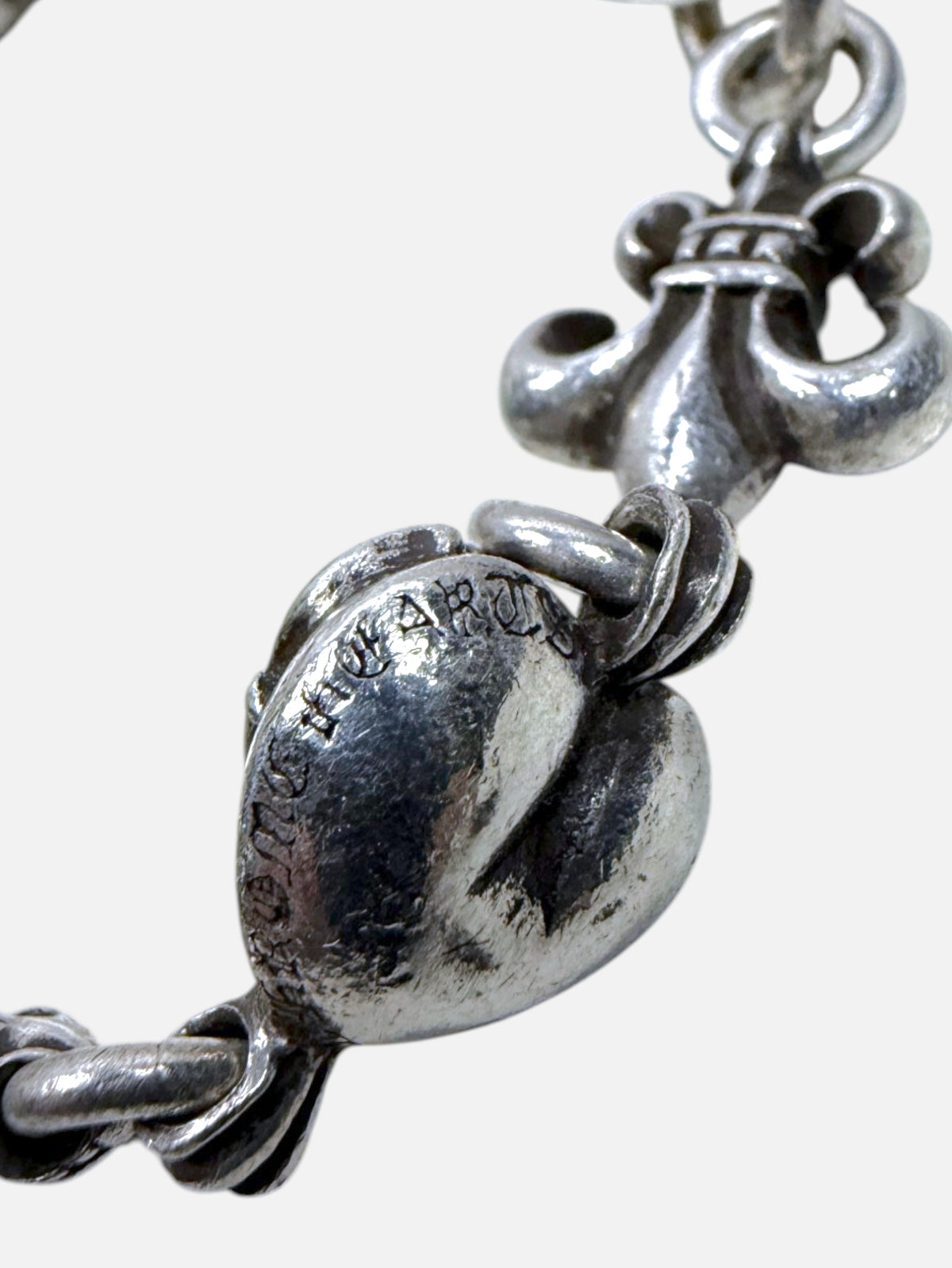 Archival Chrome Hearts Vine Heart Wallet Chain Silver Links
