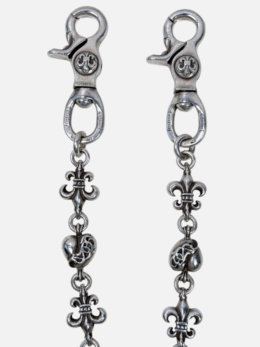 Lobster Clasps with BS Fleur Medallions Chrome Hearts Silver Chain