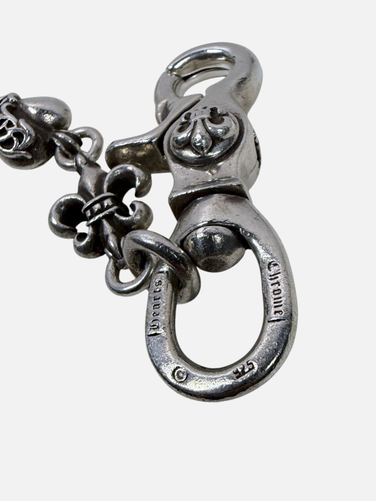 CH Script Engraved Clasp Chrome Hearts Wallet Chain .925 Silver