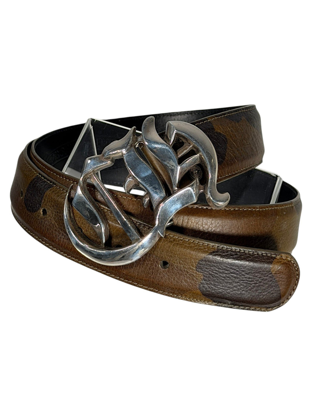 Chrome Hearts Camo Belt Strap Brown Green Full-Grain Leather