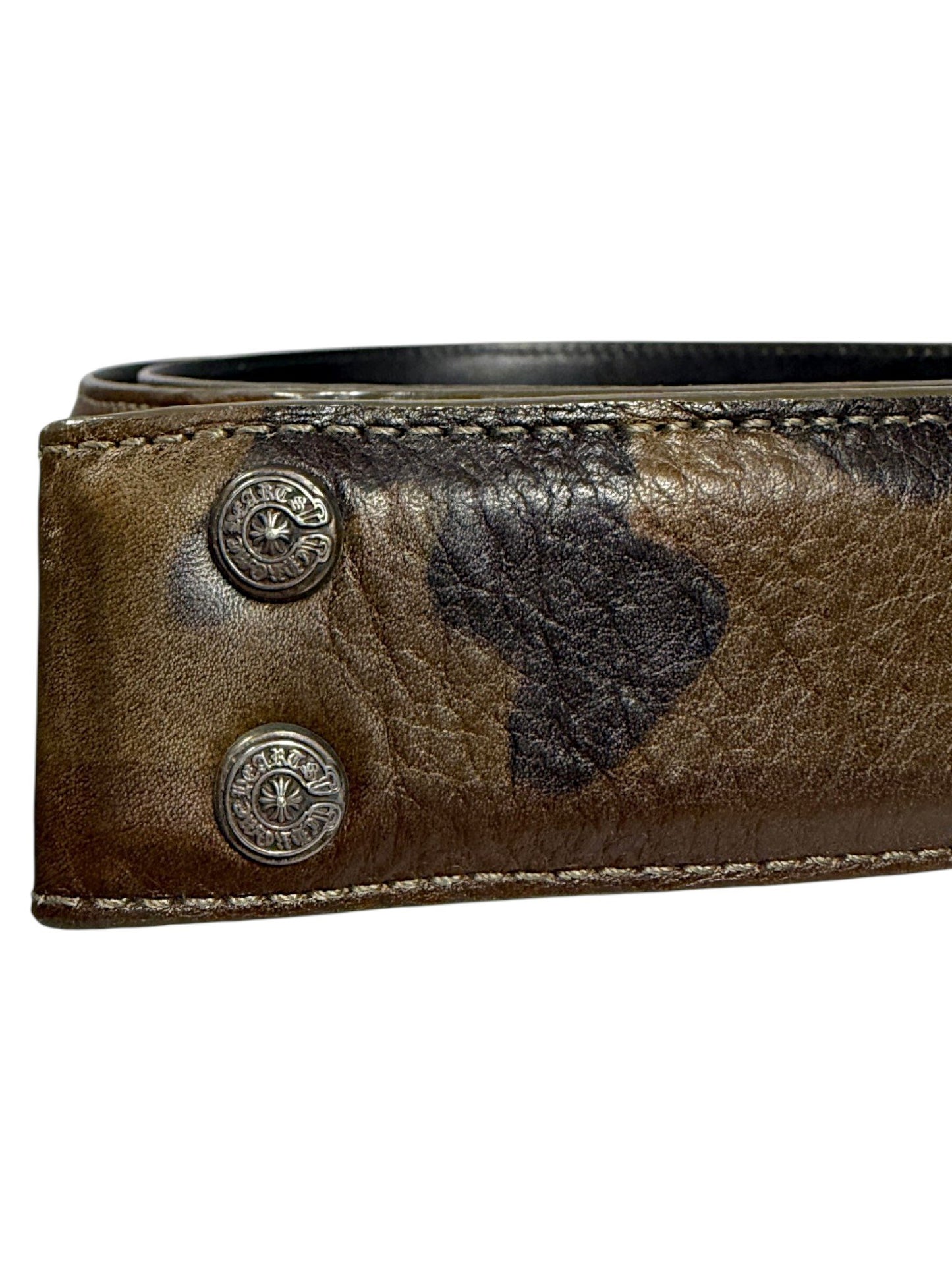 Full-Grain Leather Belt Chrome Hearts Camouflage Print