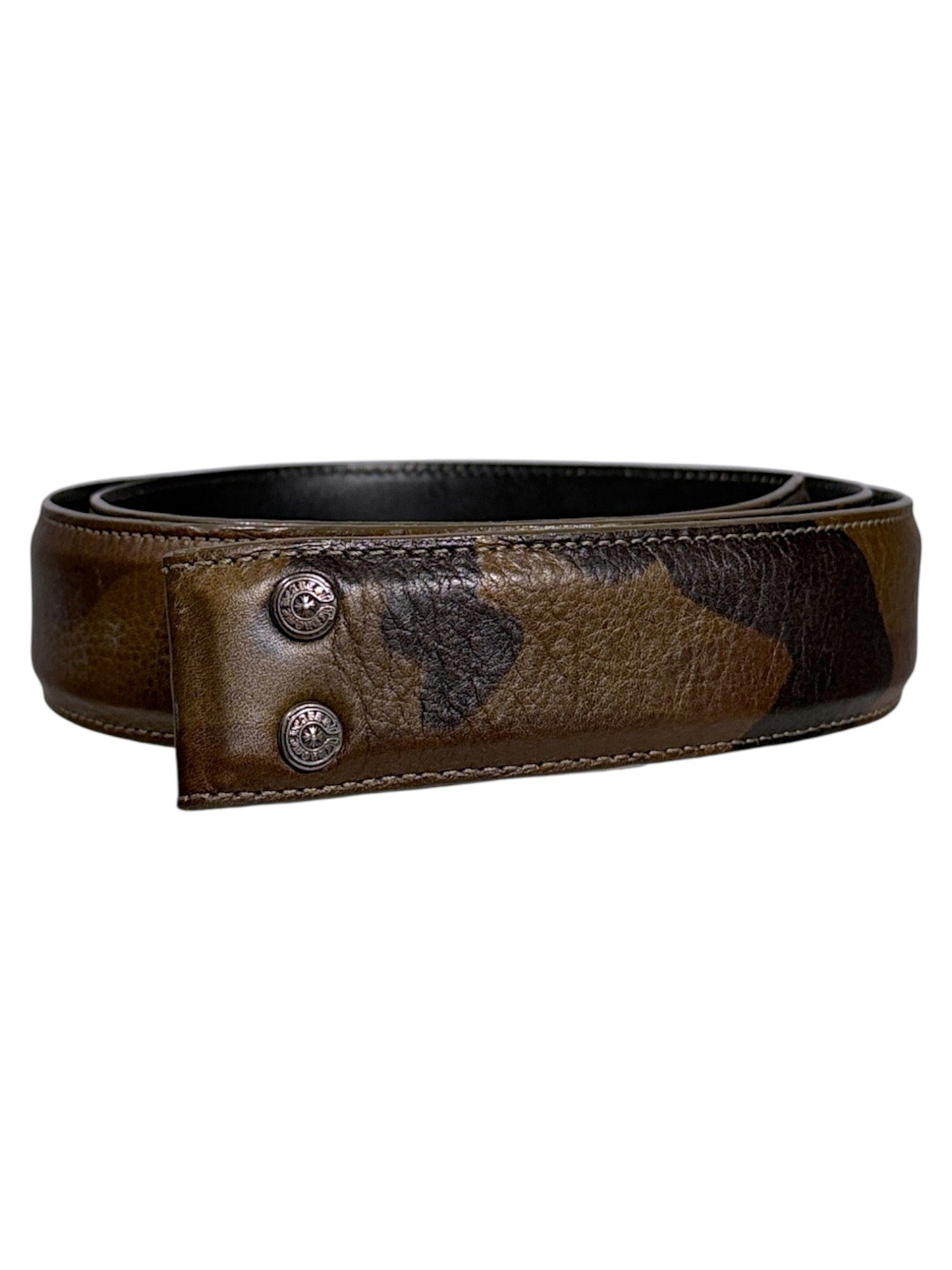 Brown Camo Leather Belt Strap Chrome Hearts Black Reverse Lining