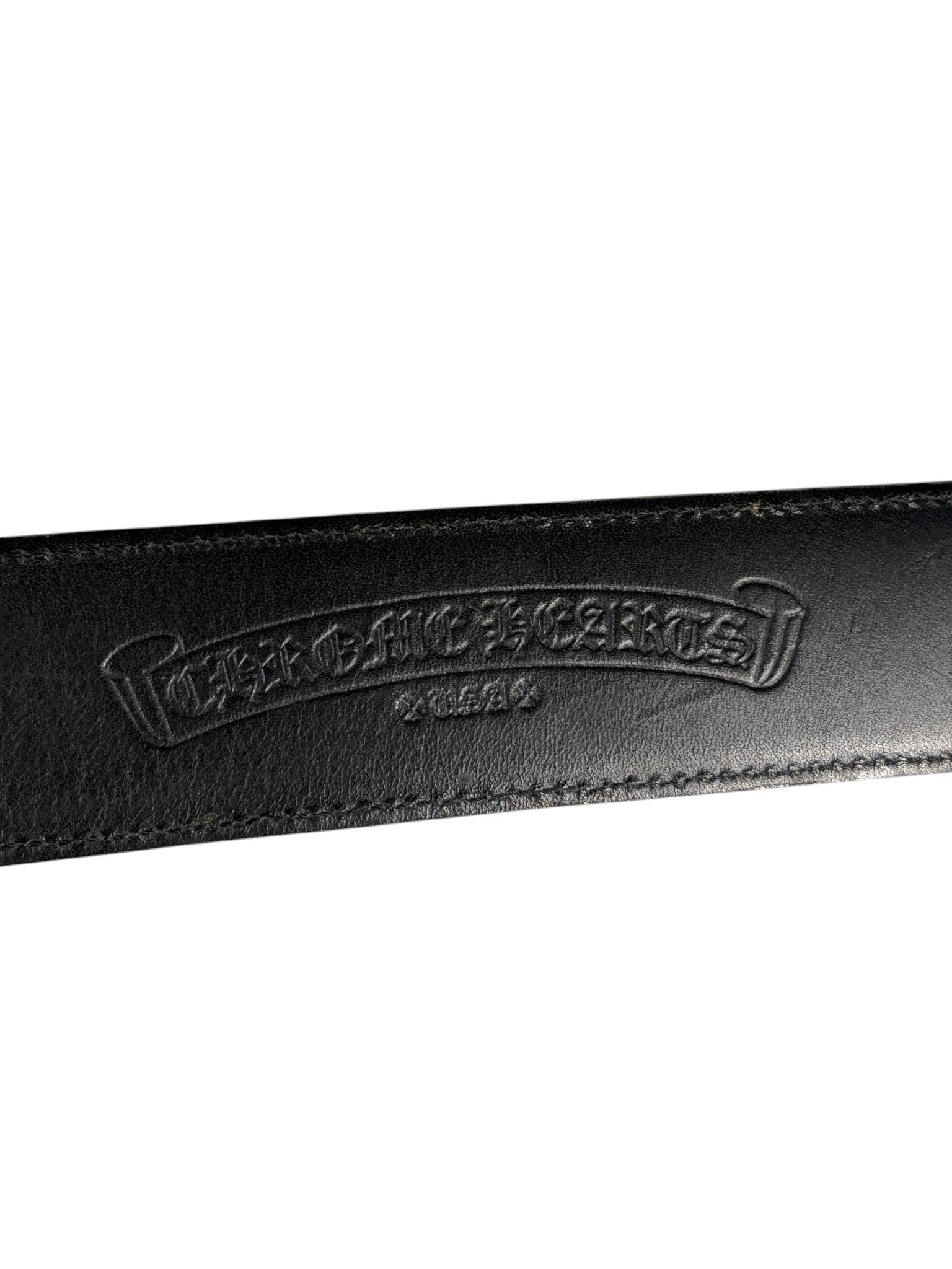 Chrome Hearts Debossed Logo Black Leather Belt Interior