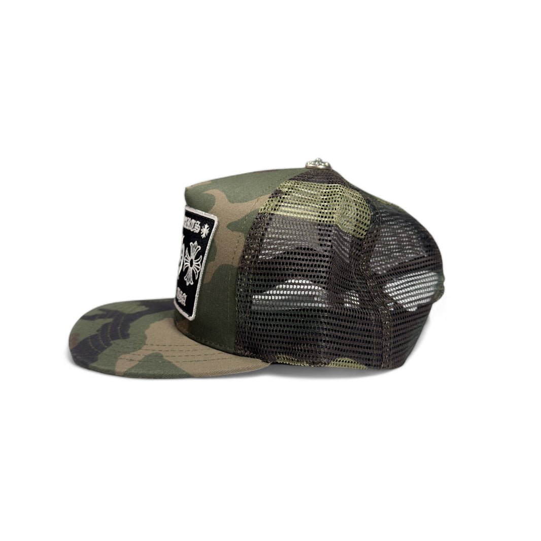 Chrome Hearts Green Camo Trucker Hat Sterling Silver Hardware