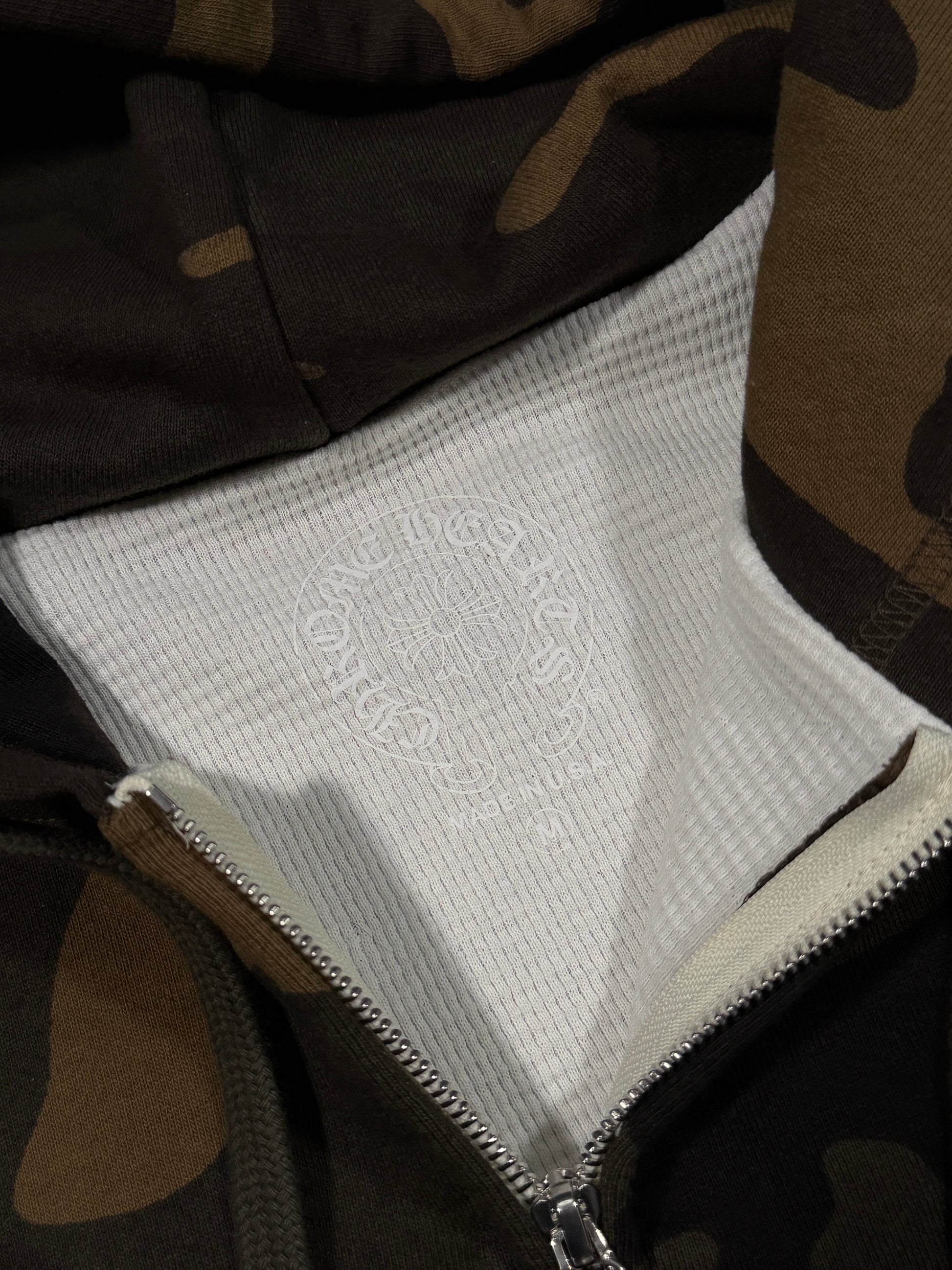 Chrome Hearts Camo Zip Up Hoodie Horseshoe Cross Patch