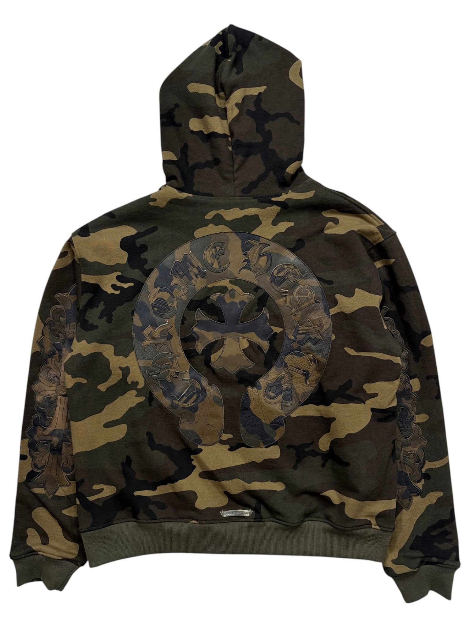 Leather Horseshoe Logo Back Patch Chrome Hearts Camo Hoodie Cross