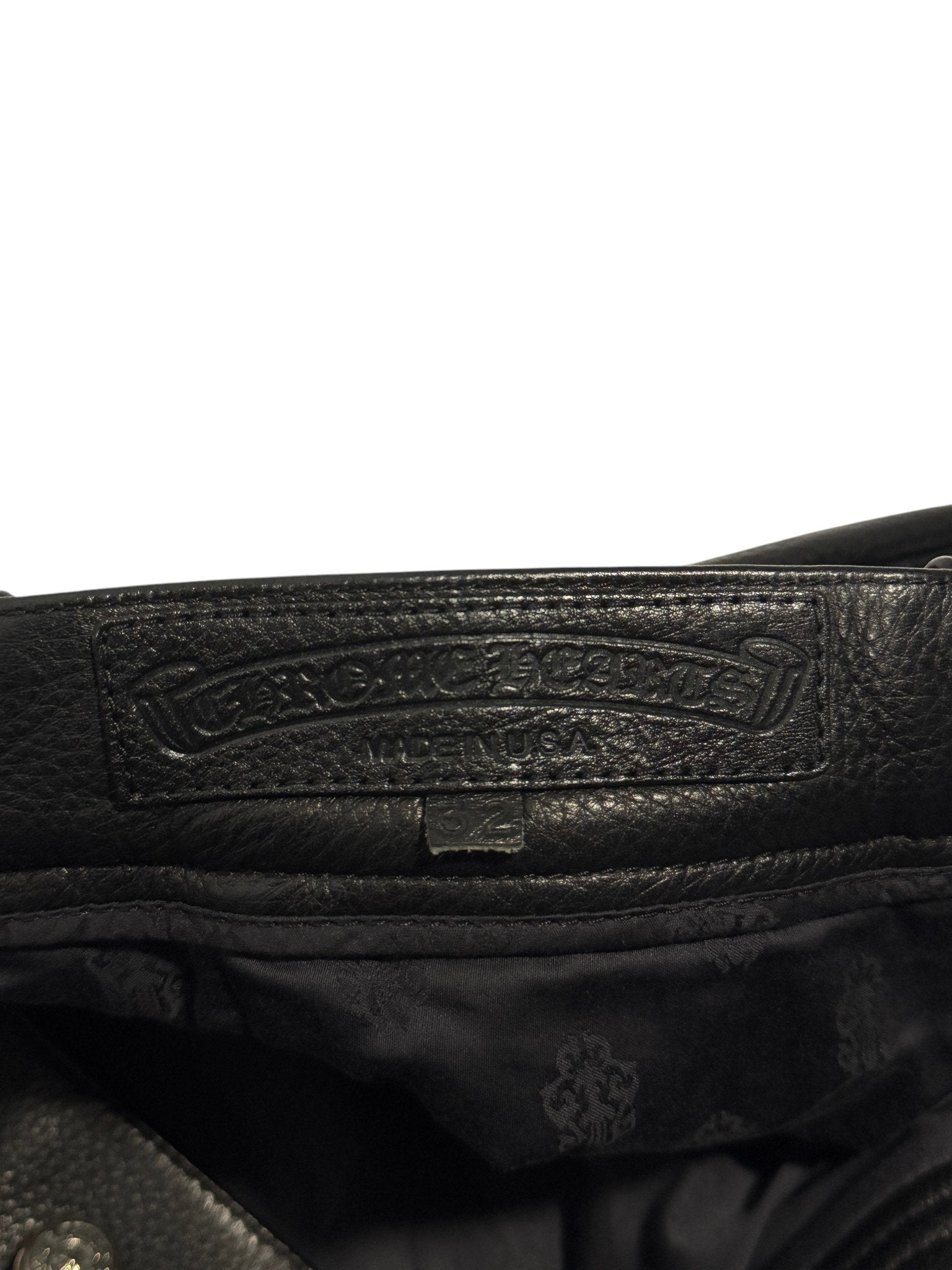 Made in USA Chrome Hearts Black Leather Pants