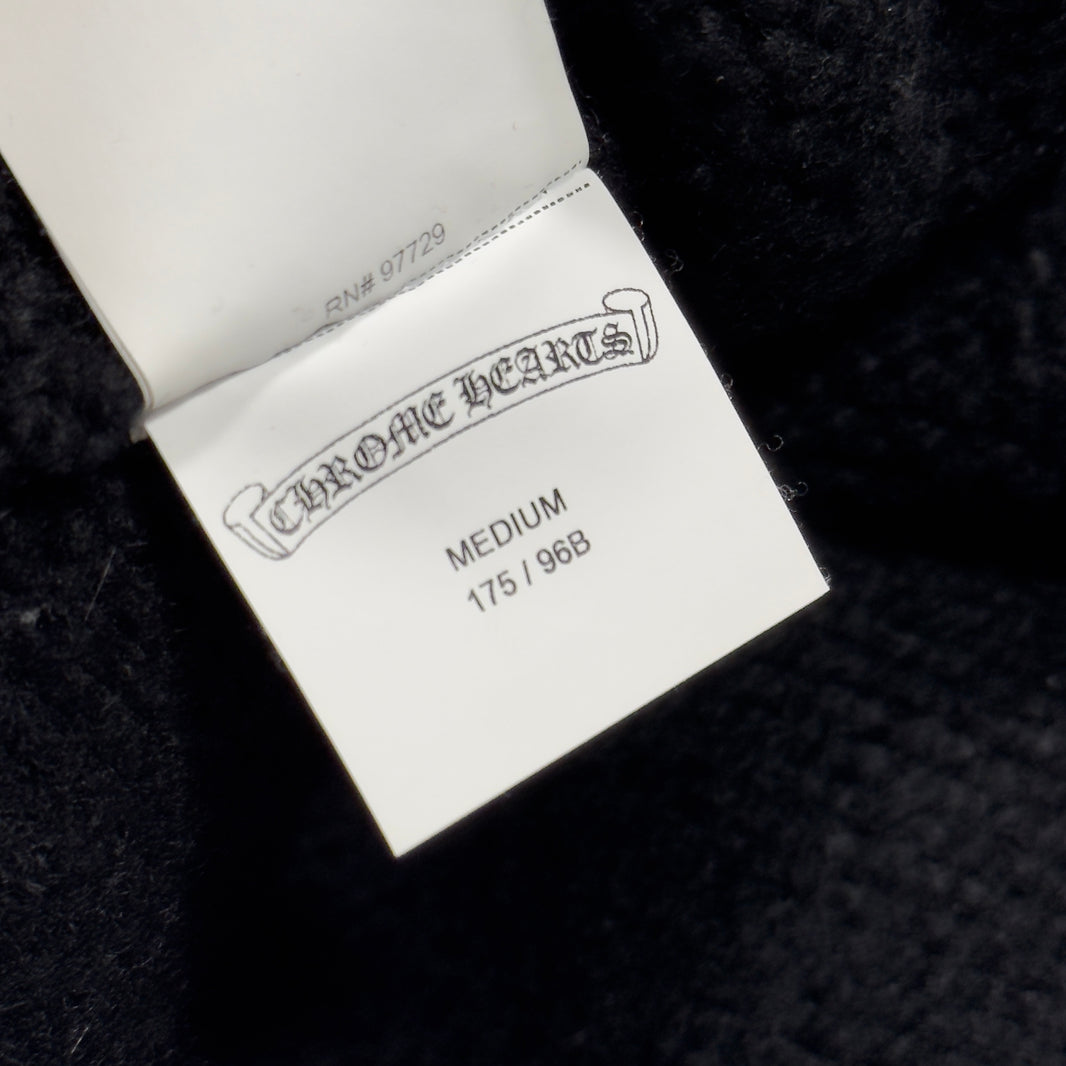 Chrome Hearts Cashmere Plus Embroidered Leather Cross Patch Knit Hoodie Authenticated Designer
