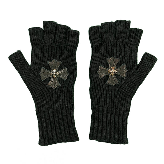 Chrome Hearts Cashmere Plus Patch Fingerless Gloves "STICKY FINGERLESS" Authentic Gloves