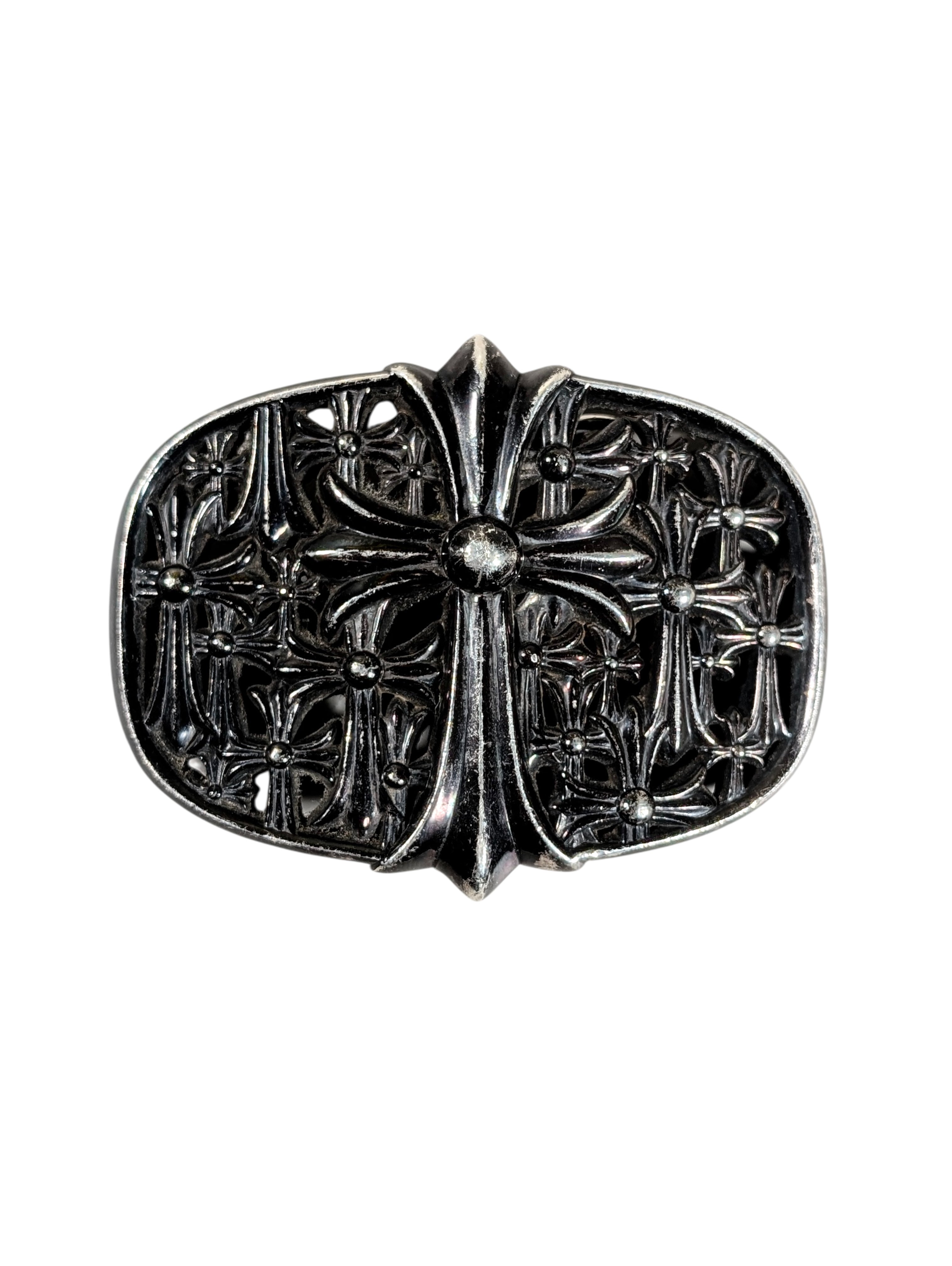 chrome hearts cemetery cross buckle black rhodium silver front belt buckle rare collectible