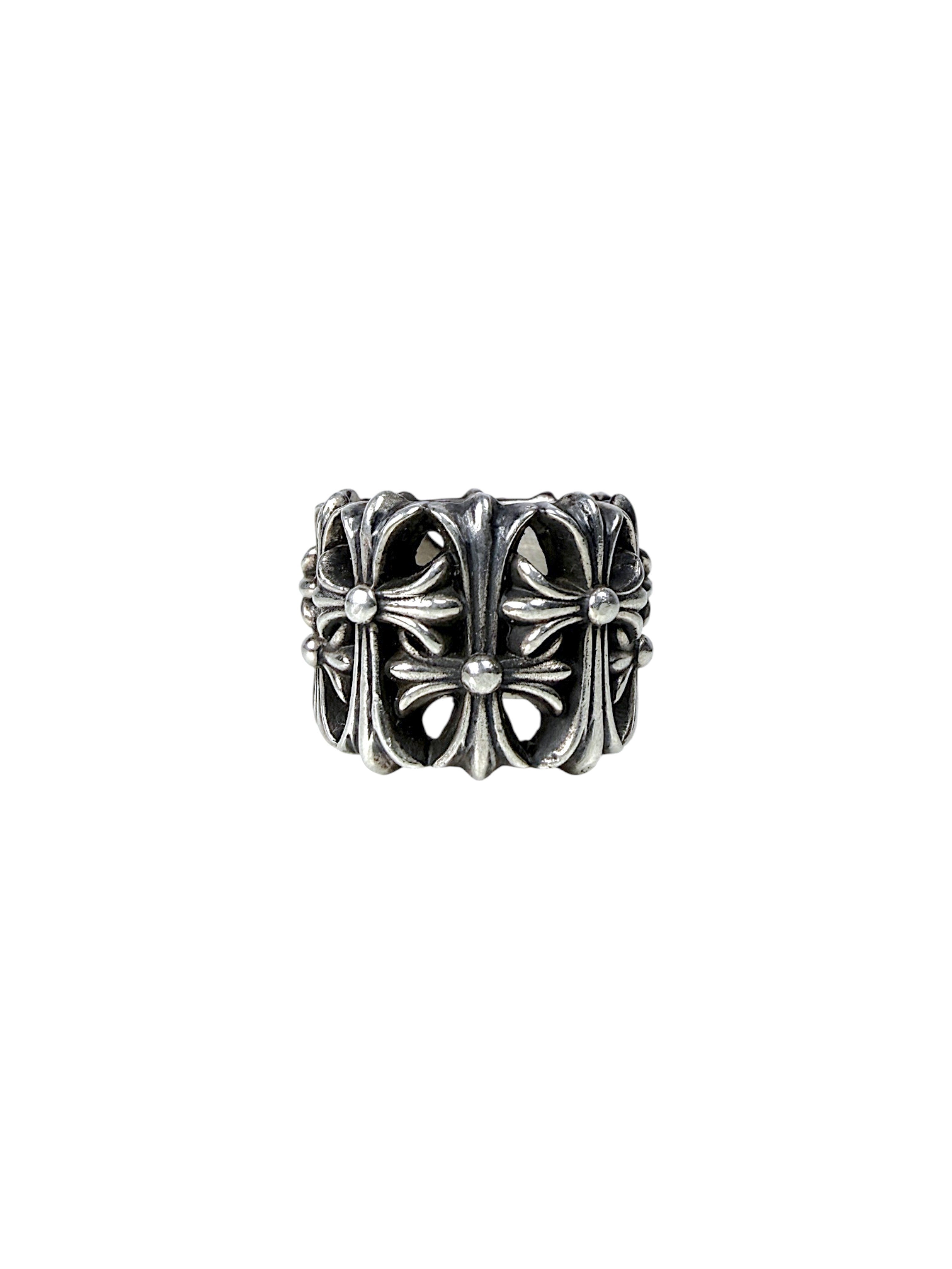 Floral Cross Motif Chrome Hearts Sterling Silver Ring