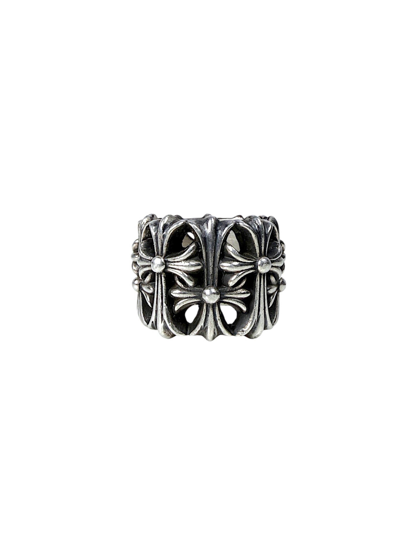 Floral Cross Motif Chrome Hearts Sterling Silver Ring
